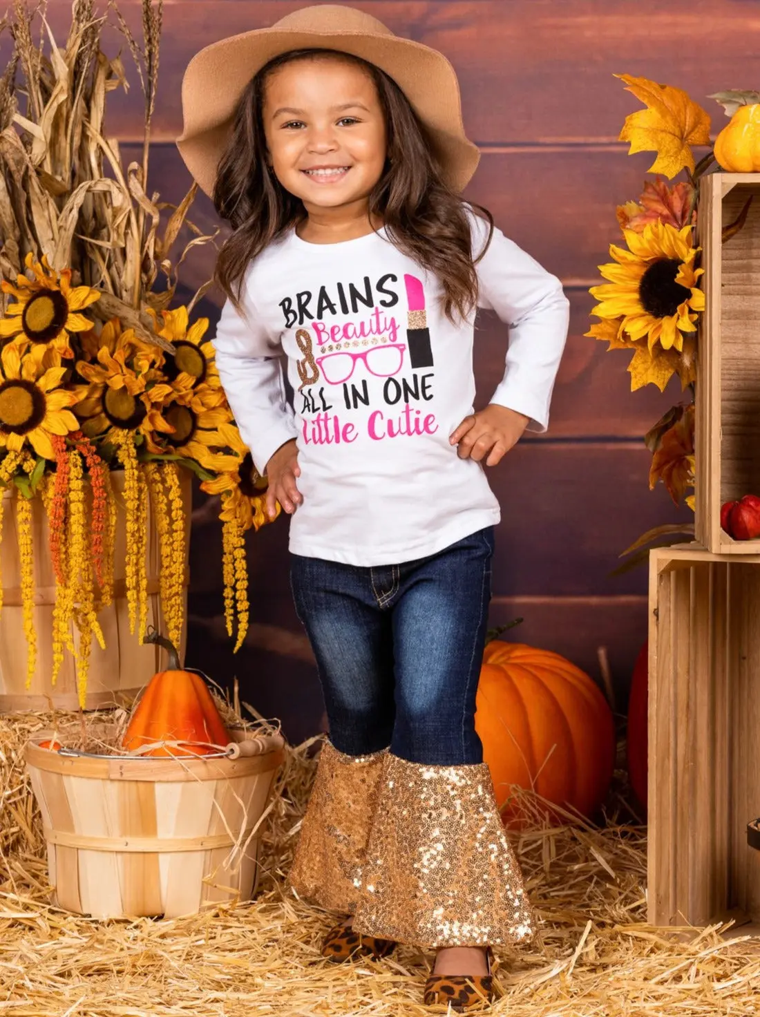 Brains and Beauty Sequin Bell Bottom Jean Set - Image 10