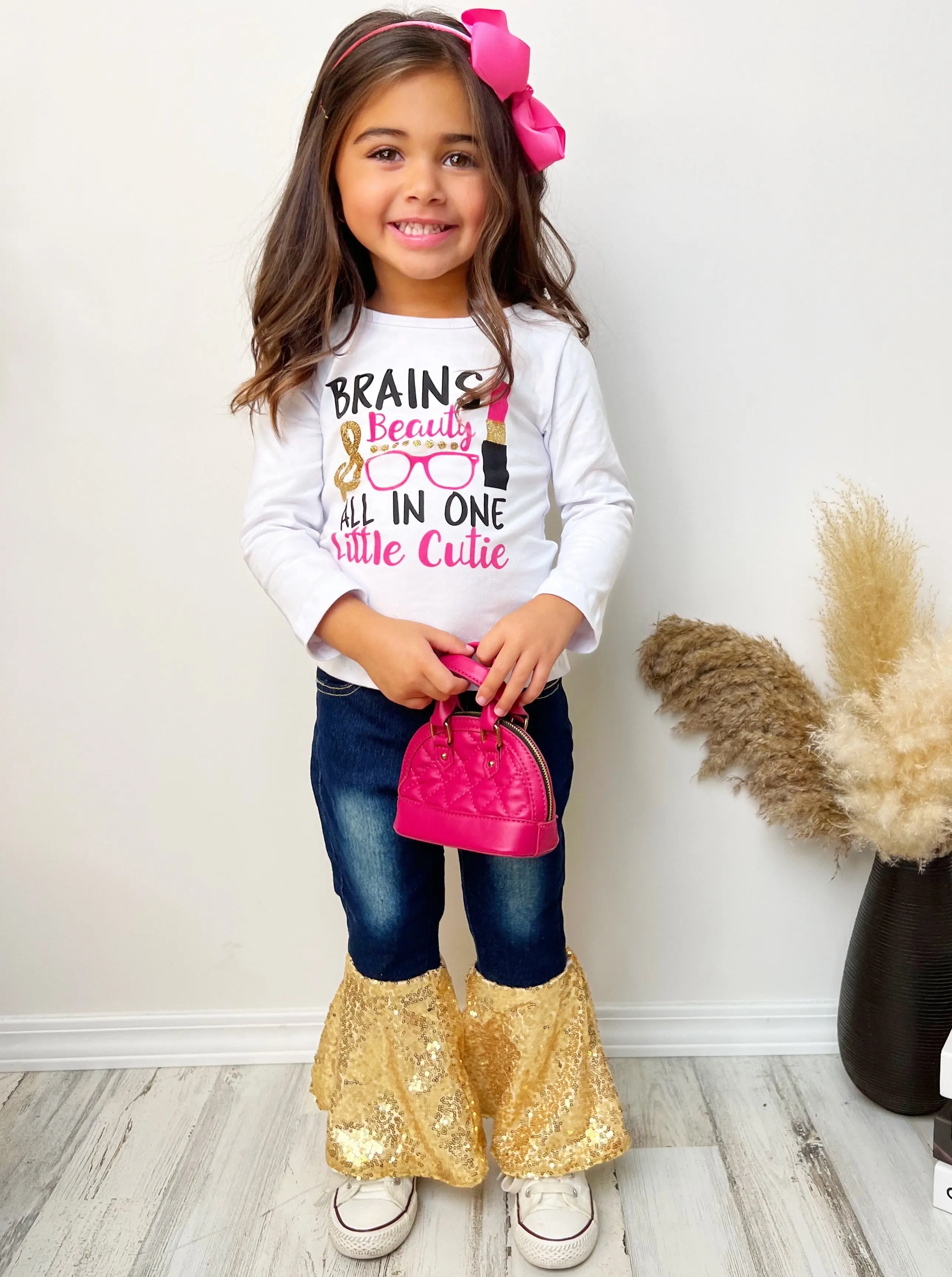 Brains and Beauty Sequin Bell Bottom Jean Set - Image 6