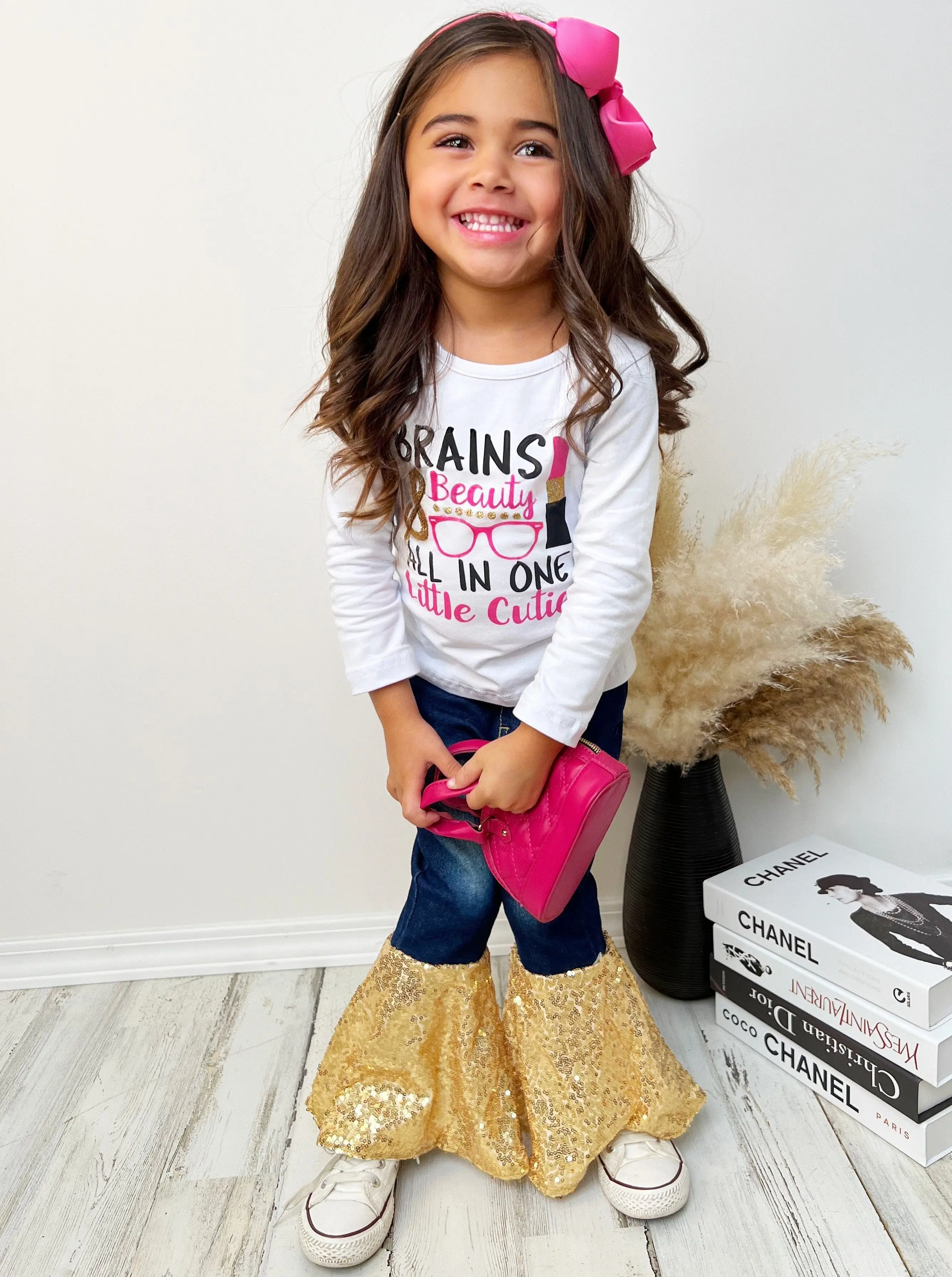 Brains and Beauty Sequin Bell Bottom Jean Set - Image 8