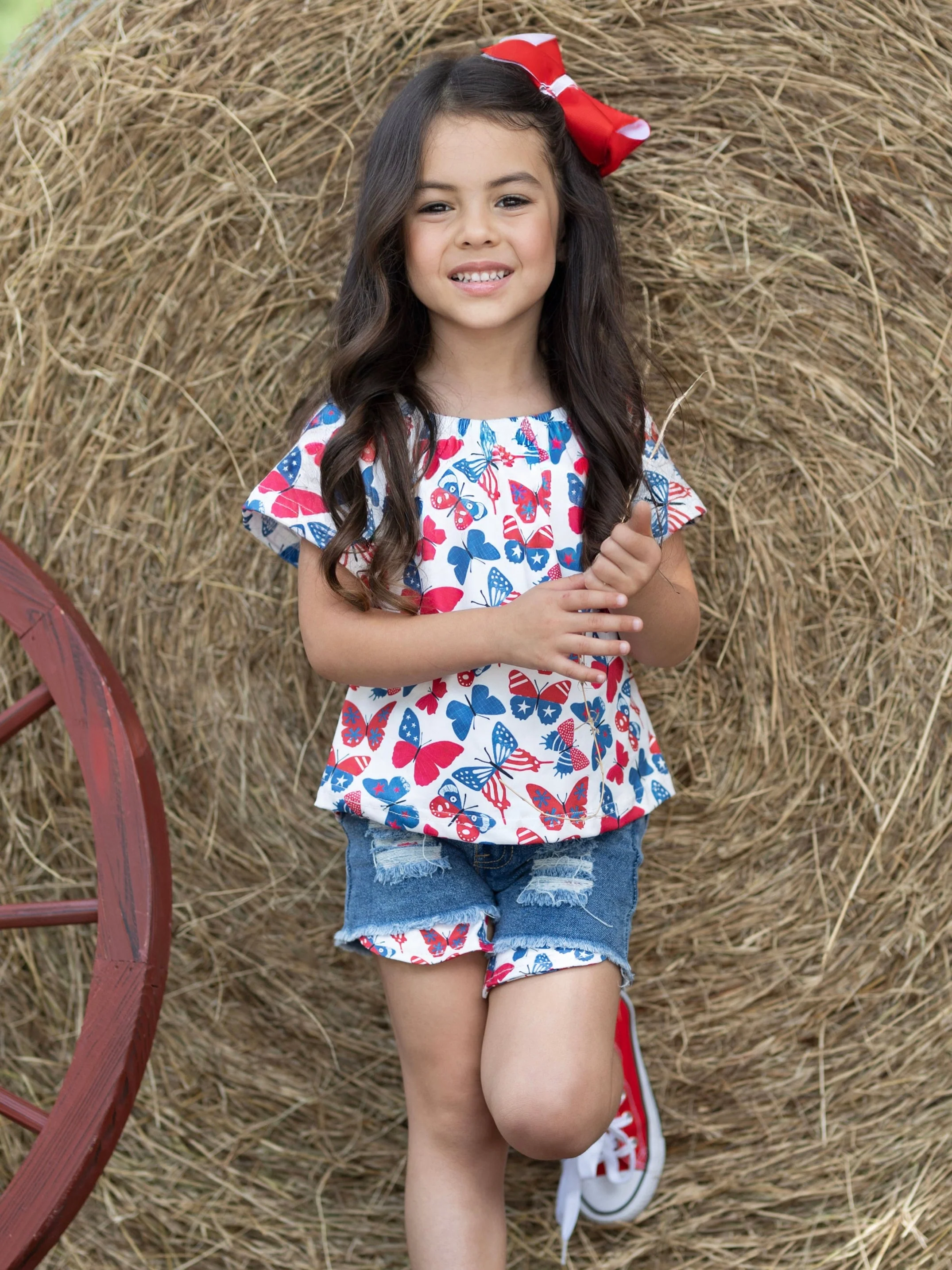 Brave Beautiful Butterfly Denim Shorts Set - Image 3