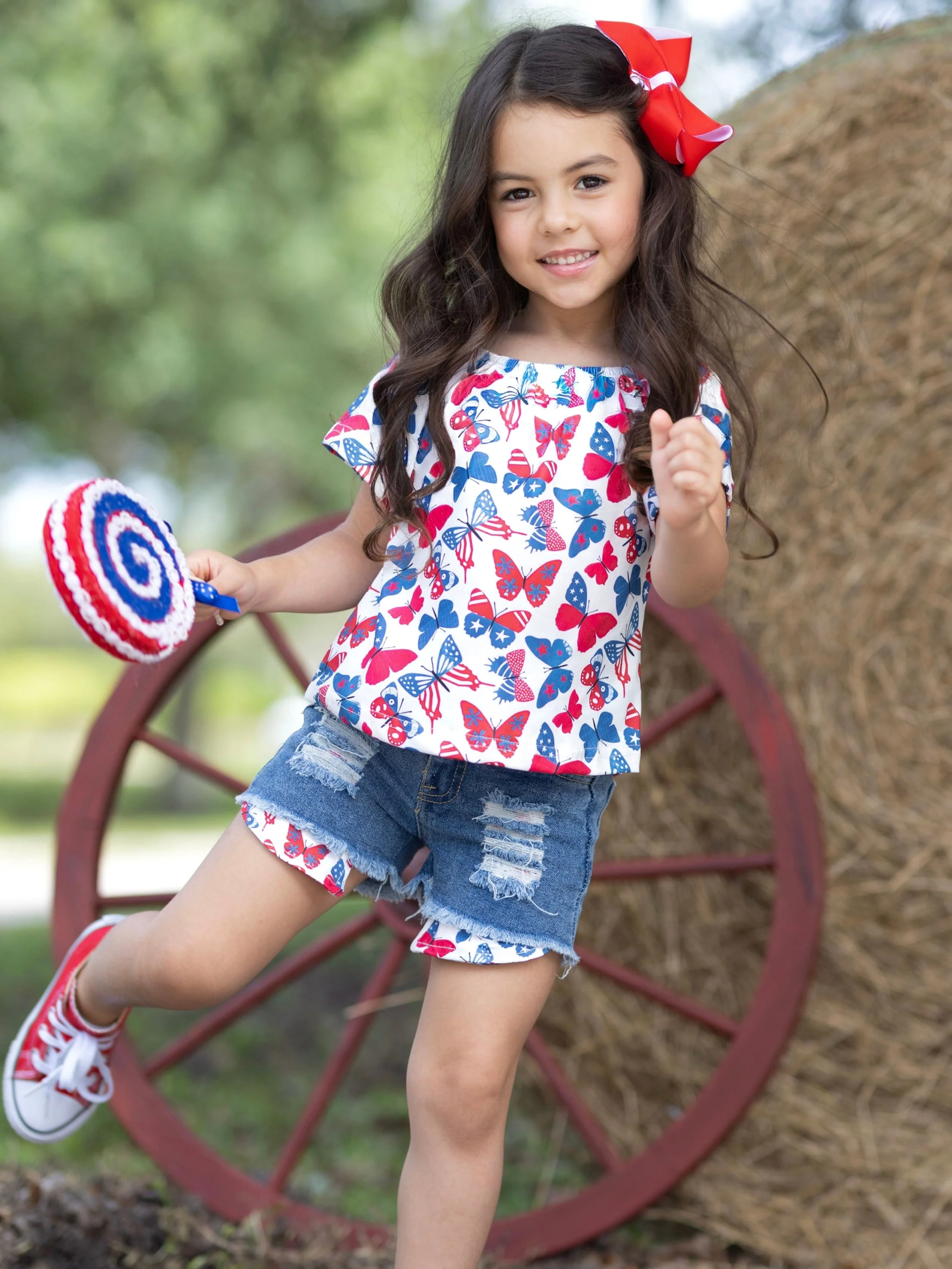 Brave Beautiful Butterfly Denim Shorts Set - Image 5