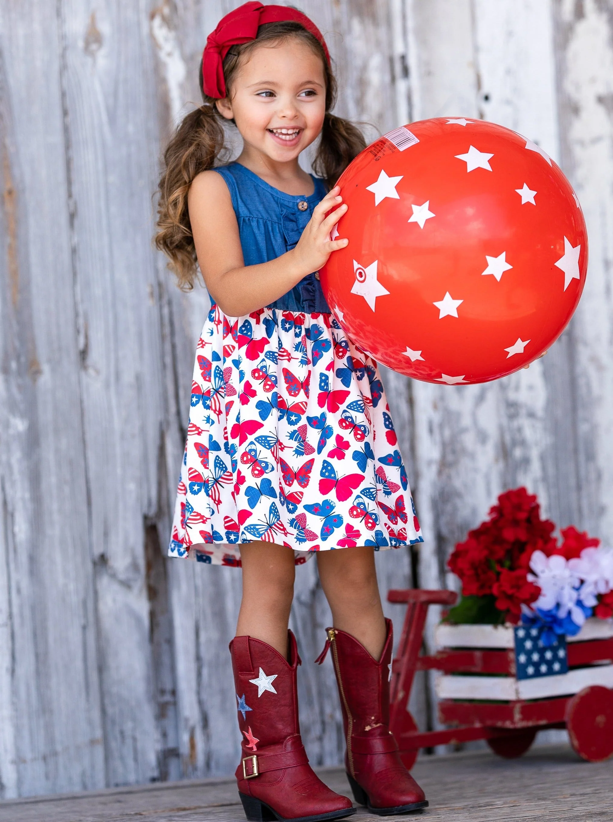 Brave and Beautiful Chambray Butterfly Dress - Image 2