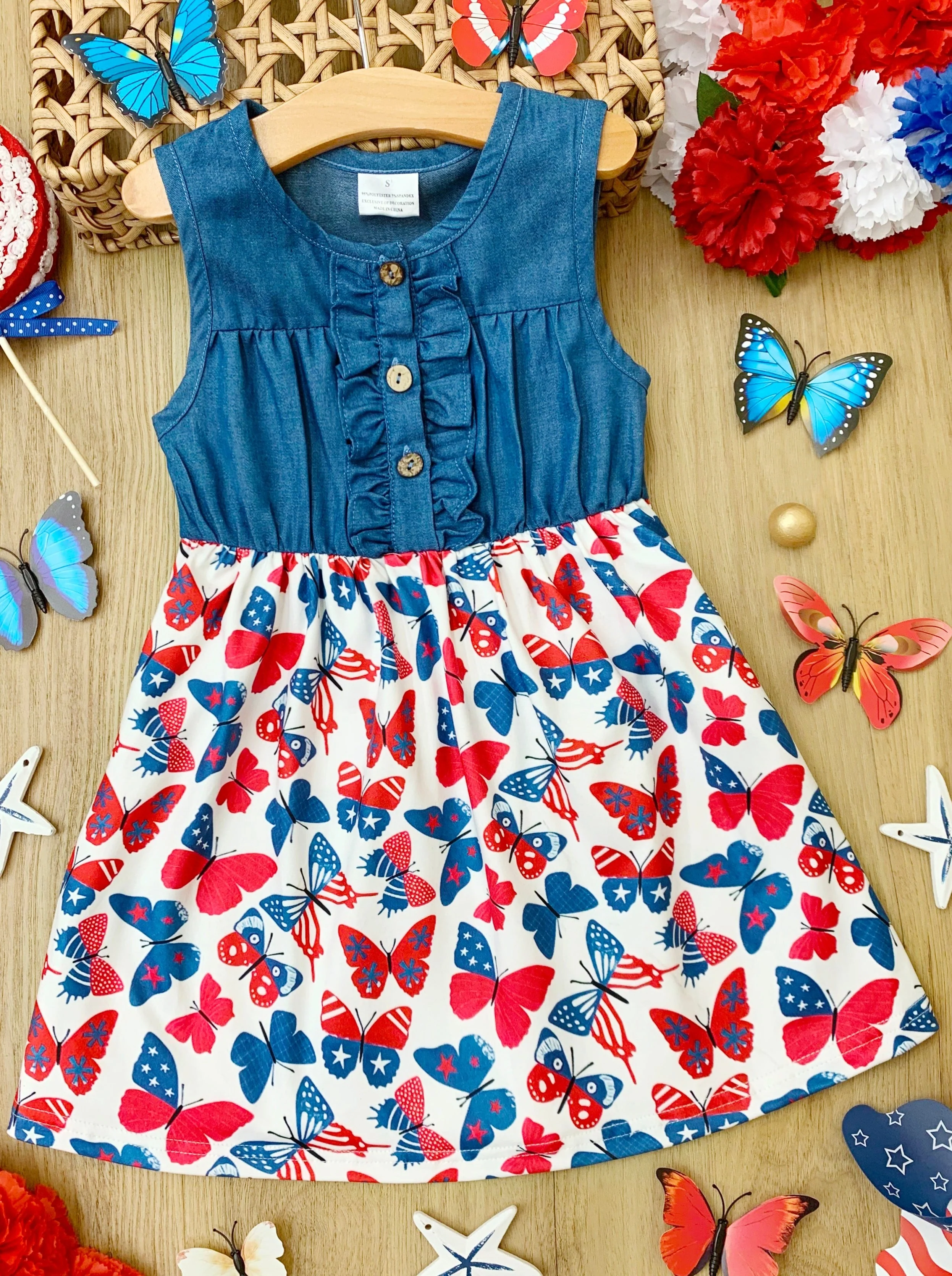 Brave and Beautiful Chambray Butterfly Dress - Image 3