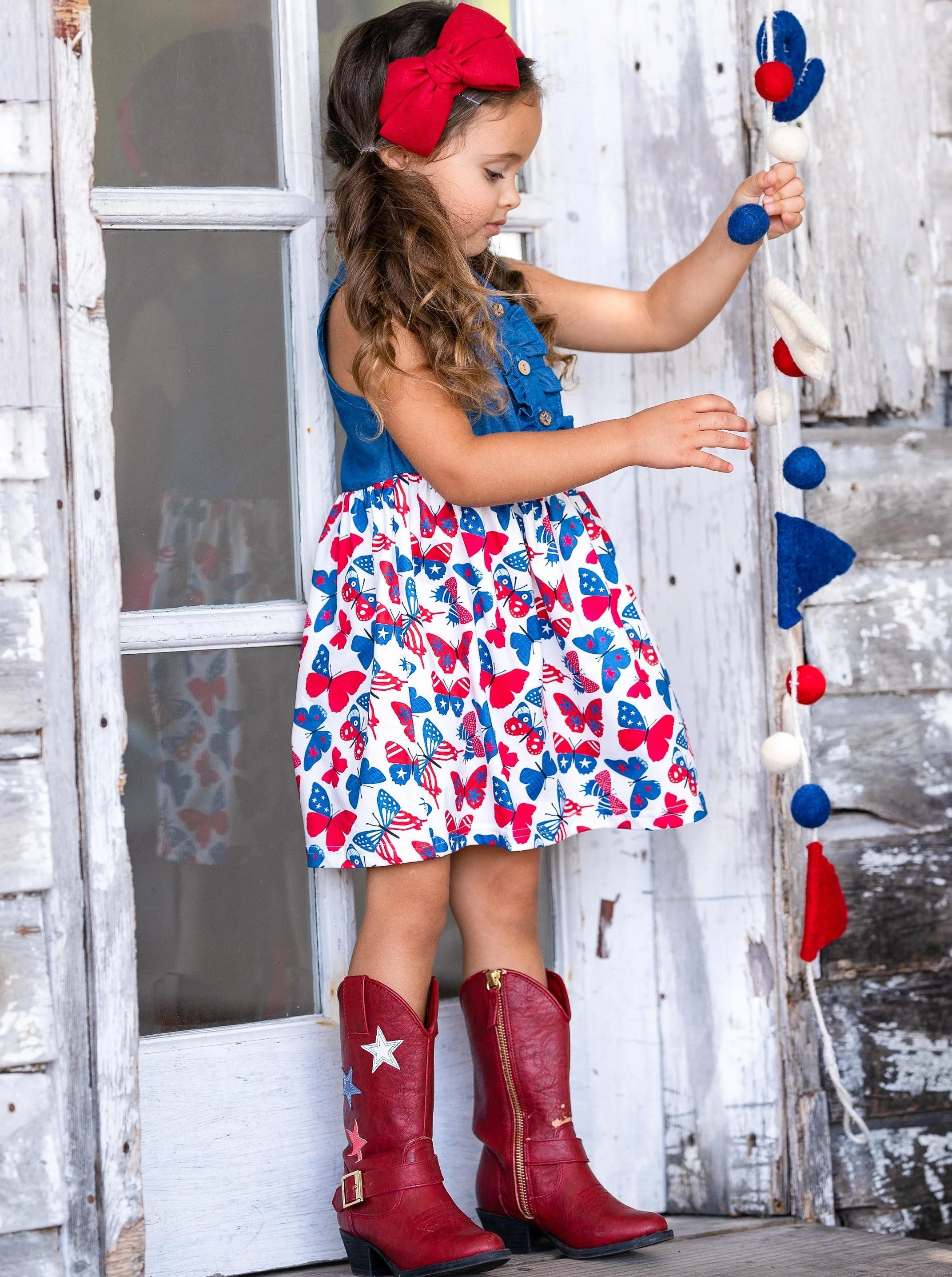 Brave and Beautiful Chambray Butterfly Dress - Image 4