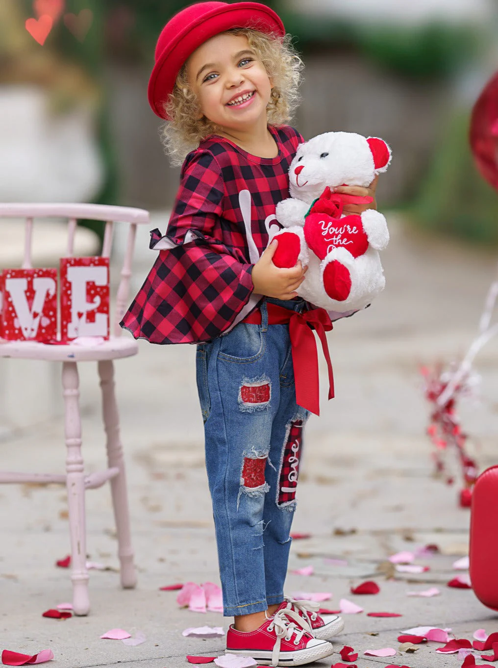 For Love Of Plaid Patched Jeans Set - Image 3
