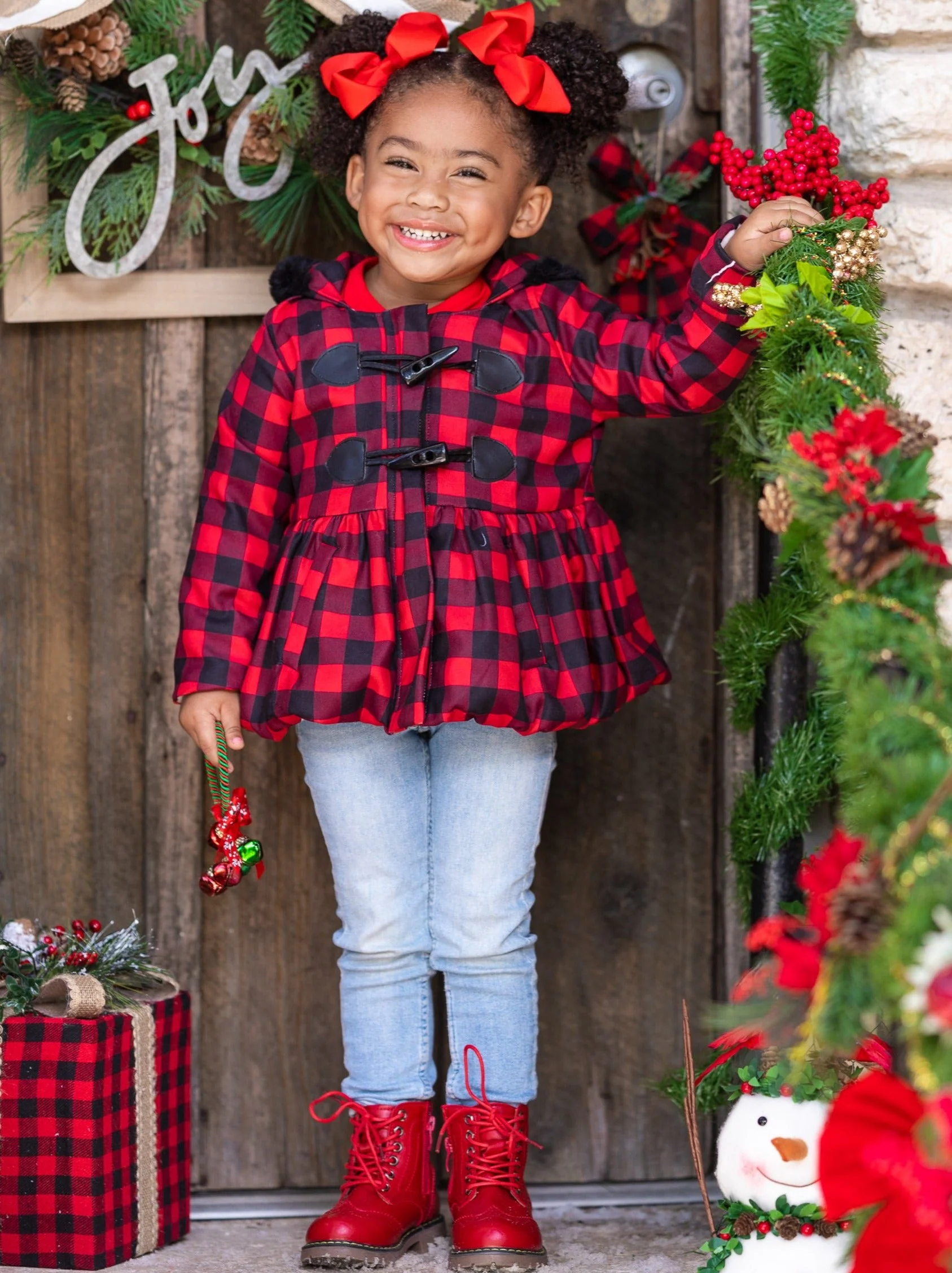 Bundled Up Plaid Peplum Hoodie Coat - Image 3