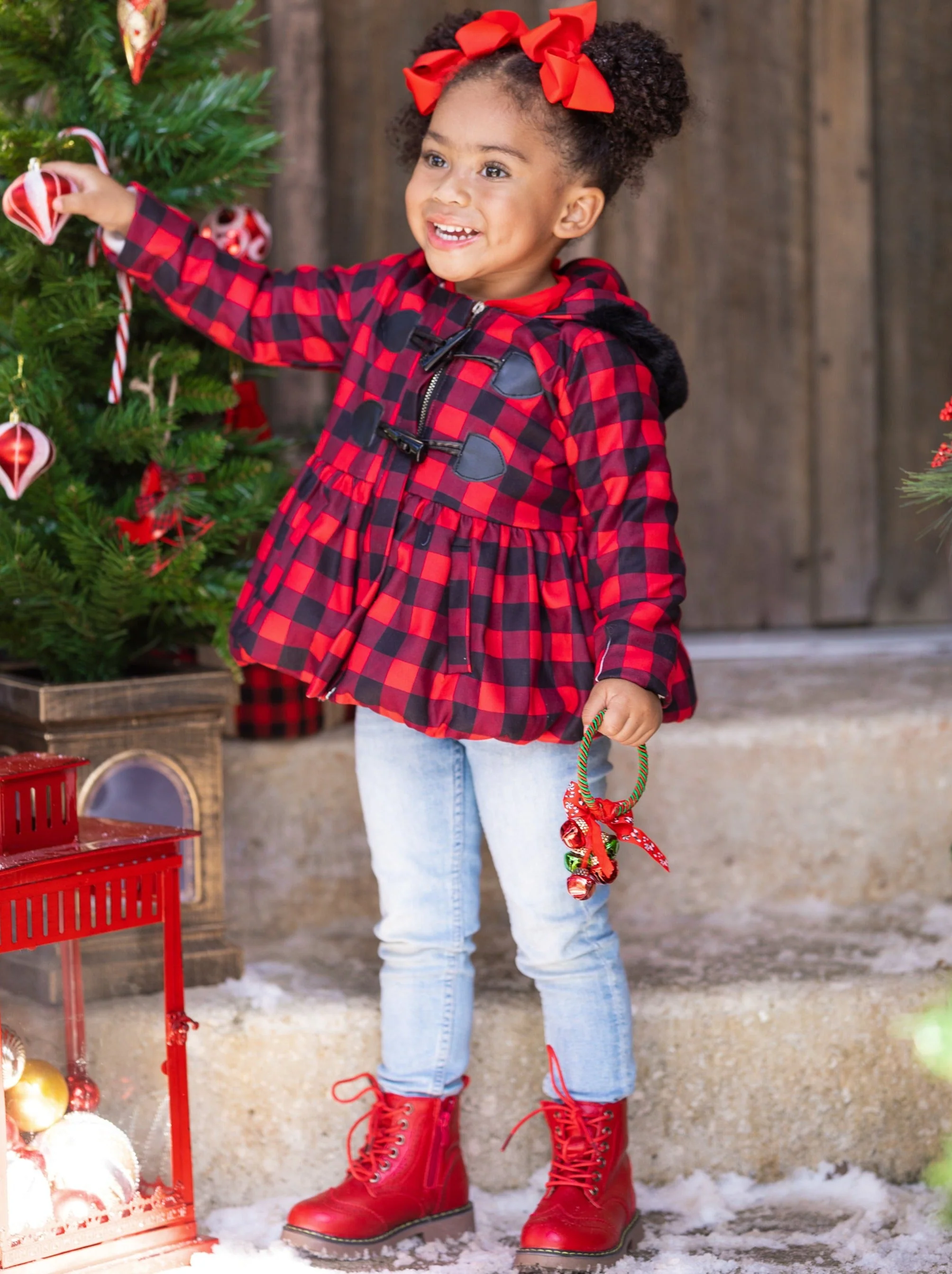 Bundled Up Plaid Peplum Hoodie Coat - Image 5