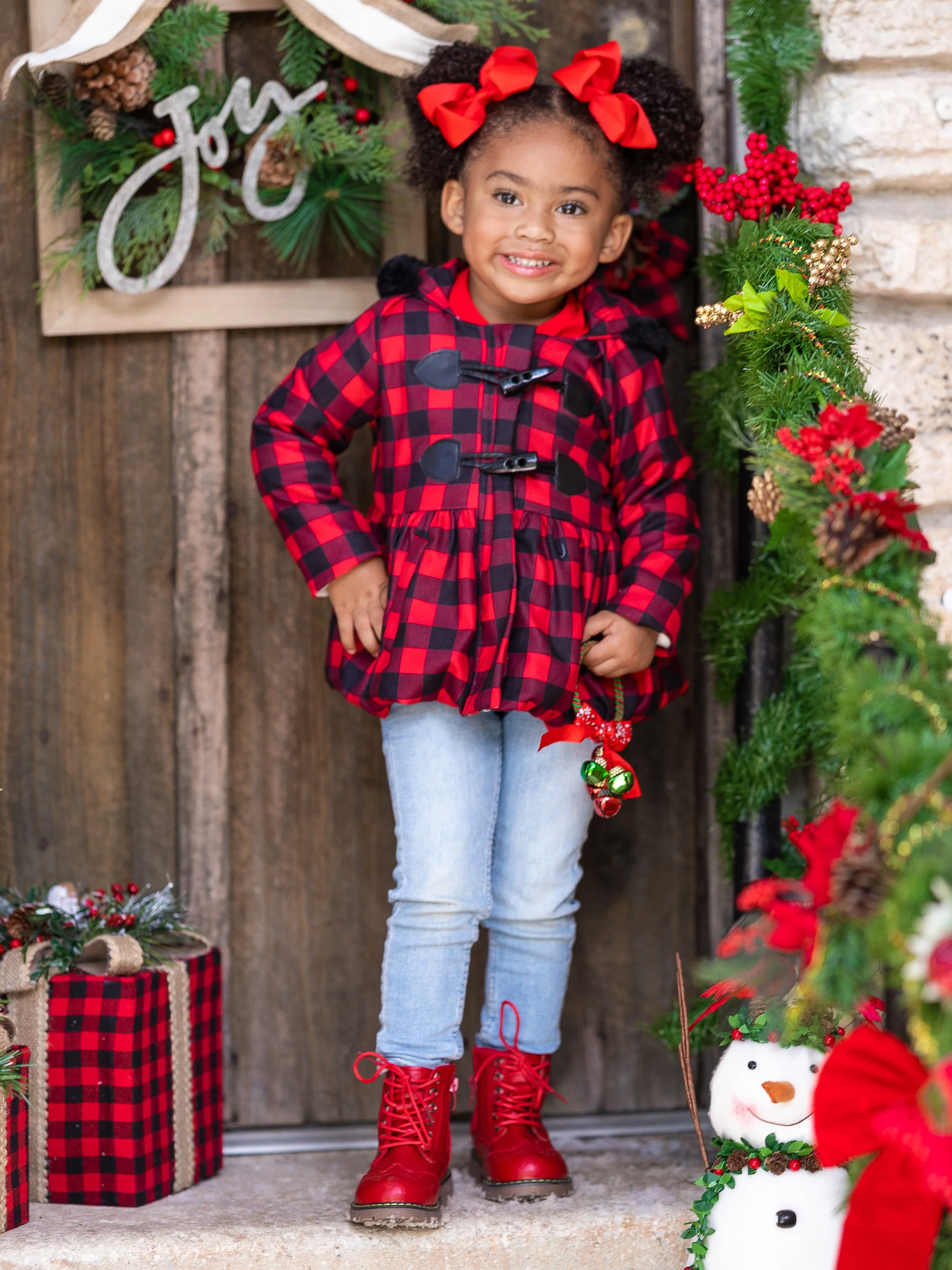 Bundled Up Plaid Peplum Hoodie Coat - Image 6