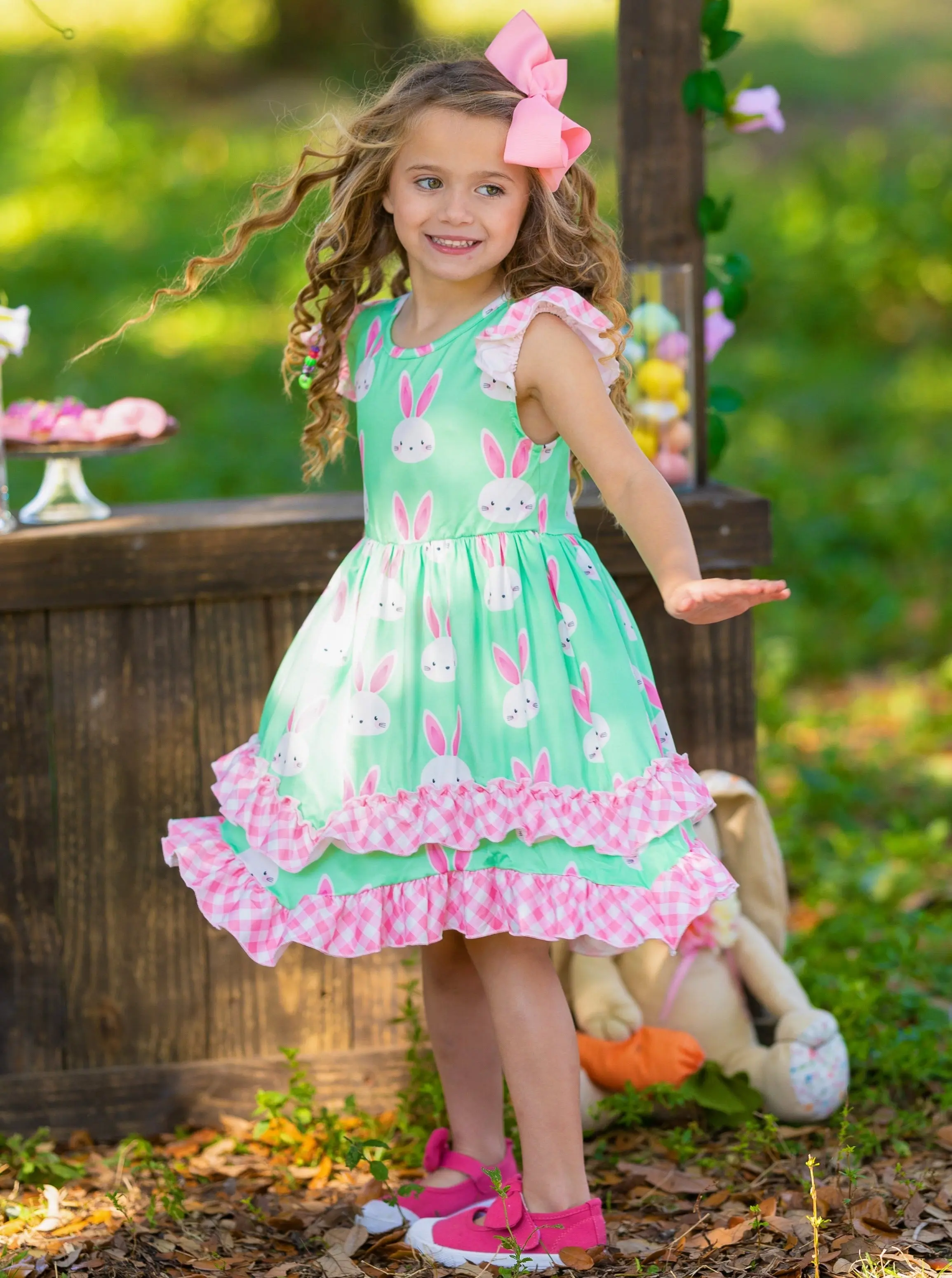Bunny Gingham Tiered Dress - Image 2