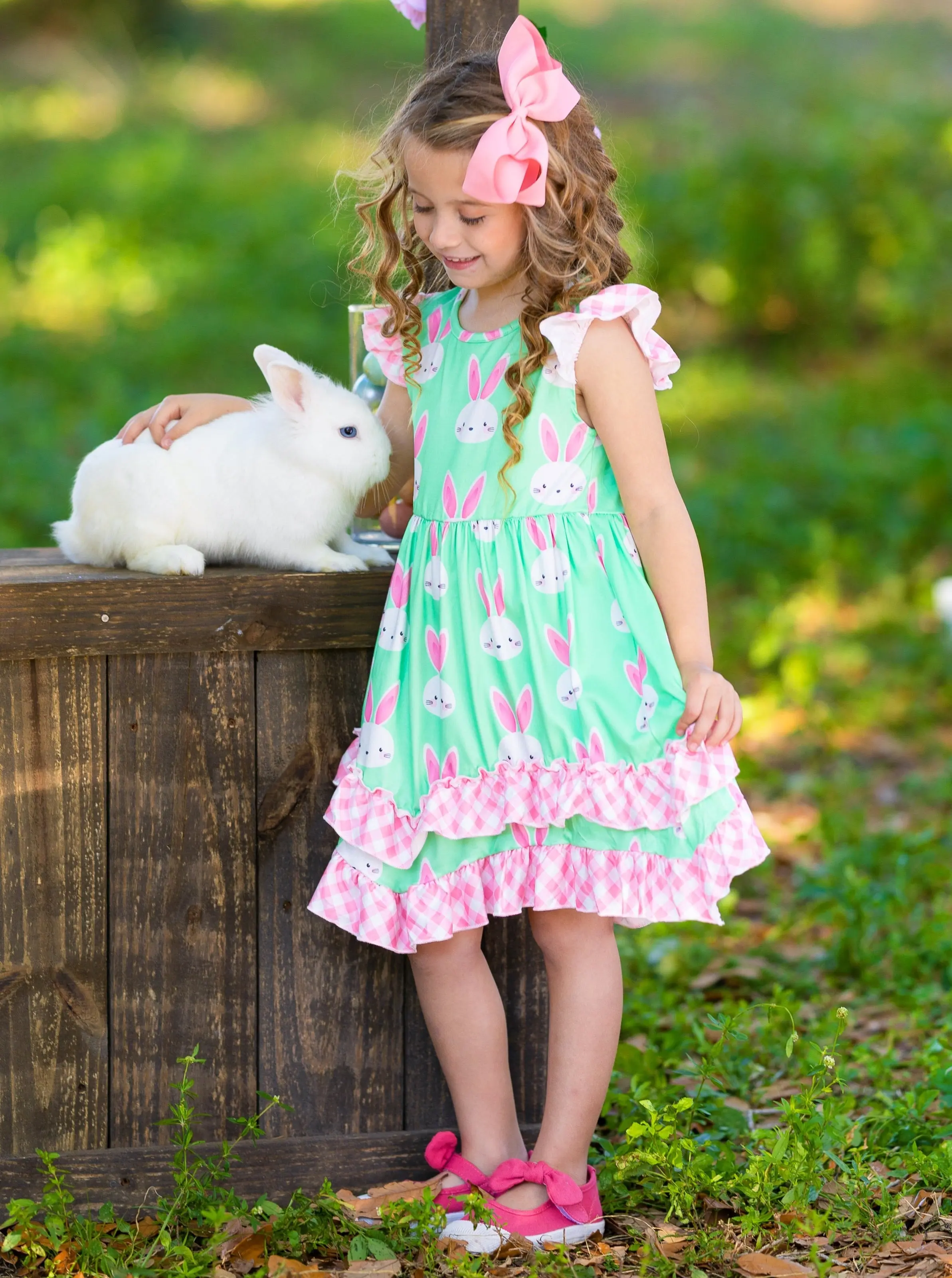 Bunny Gingham Tiered Dress - Image 3