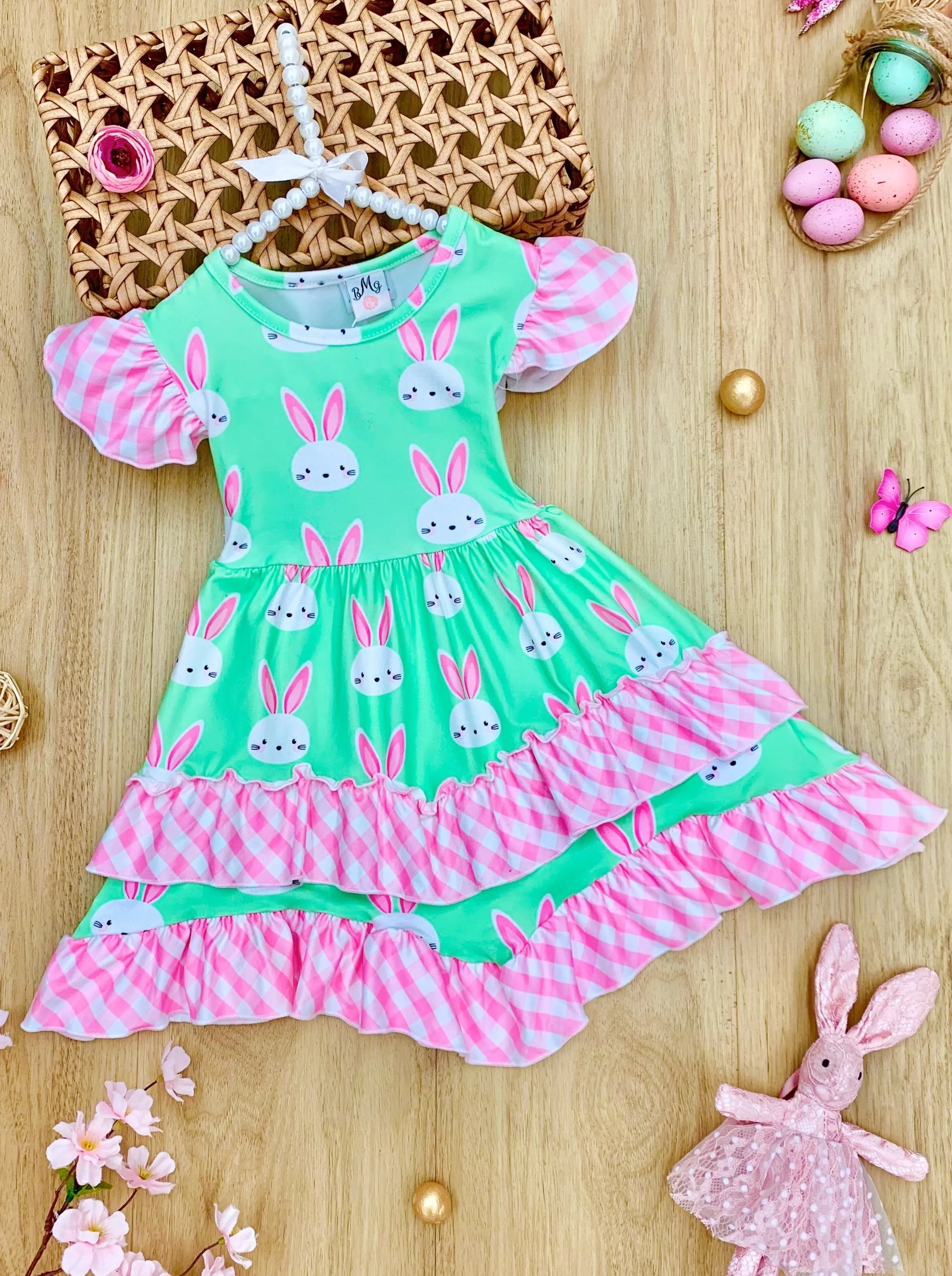 Bunny Gingham Tiered Dress - Image 4