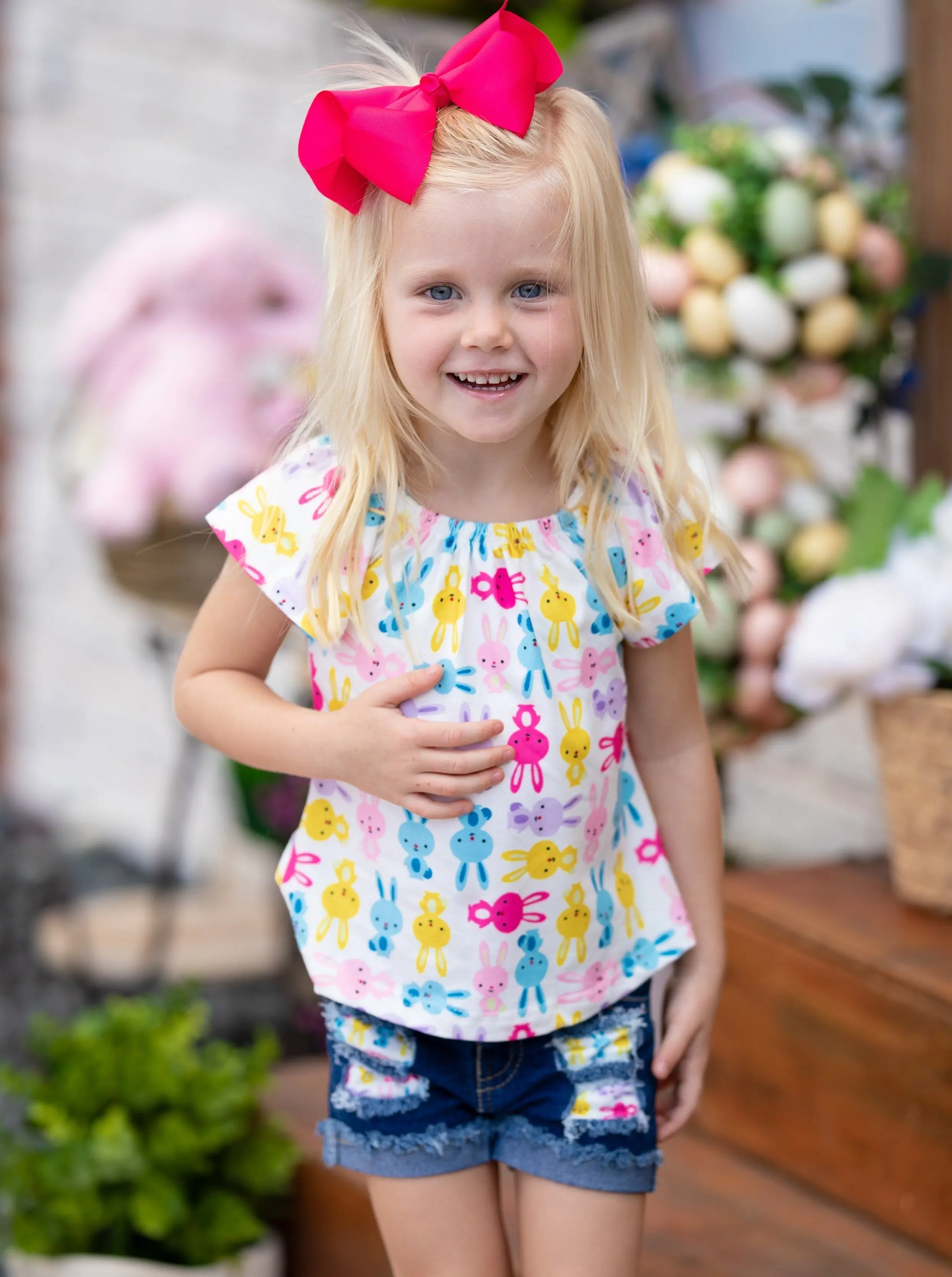 The Bunny Crew Patched Denim Shorts Set - Image 3