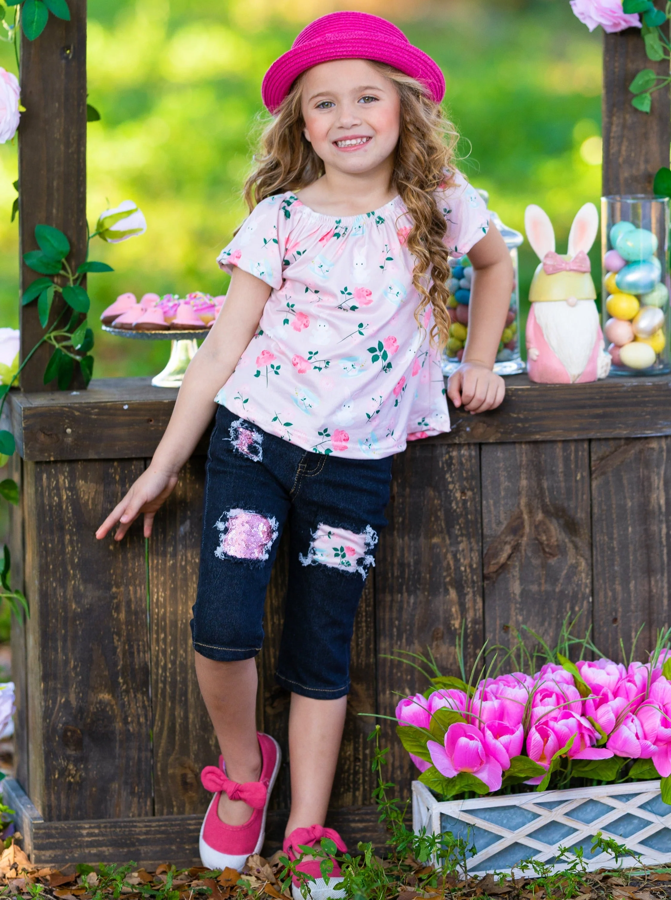 Buns and Roses Sparkle Patched Jeans Set - Image 3