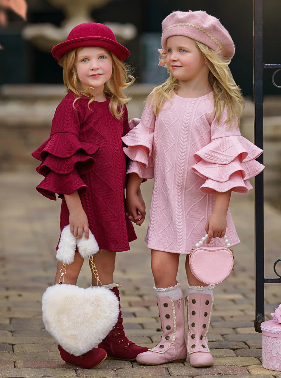 Best Pick Burgundy Tiered Sleeve Dress - Image 4
