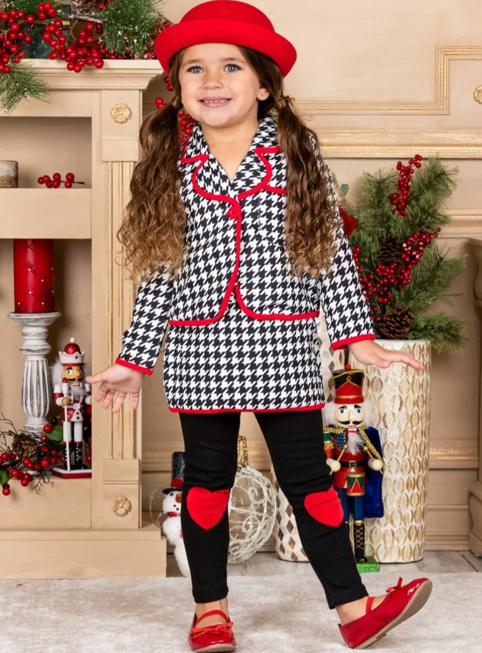 Lil Miss Houndstooth Blazer, Skirt and Legging Set - Image 2