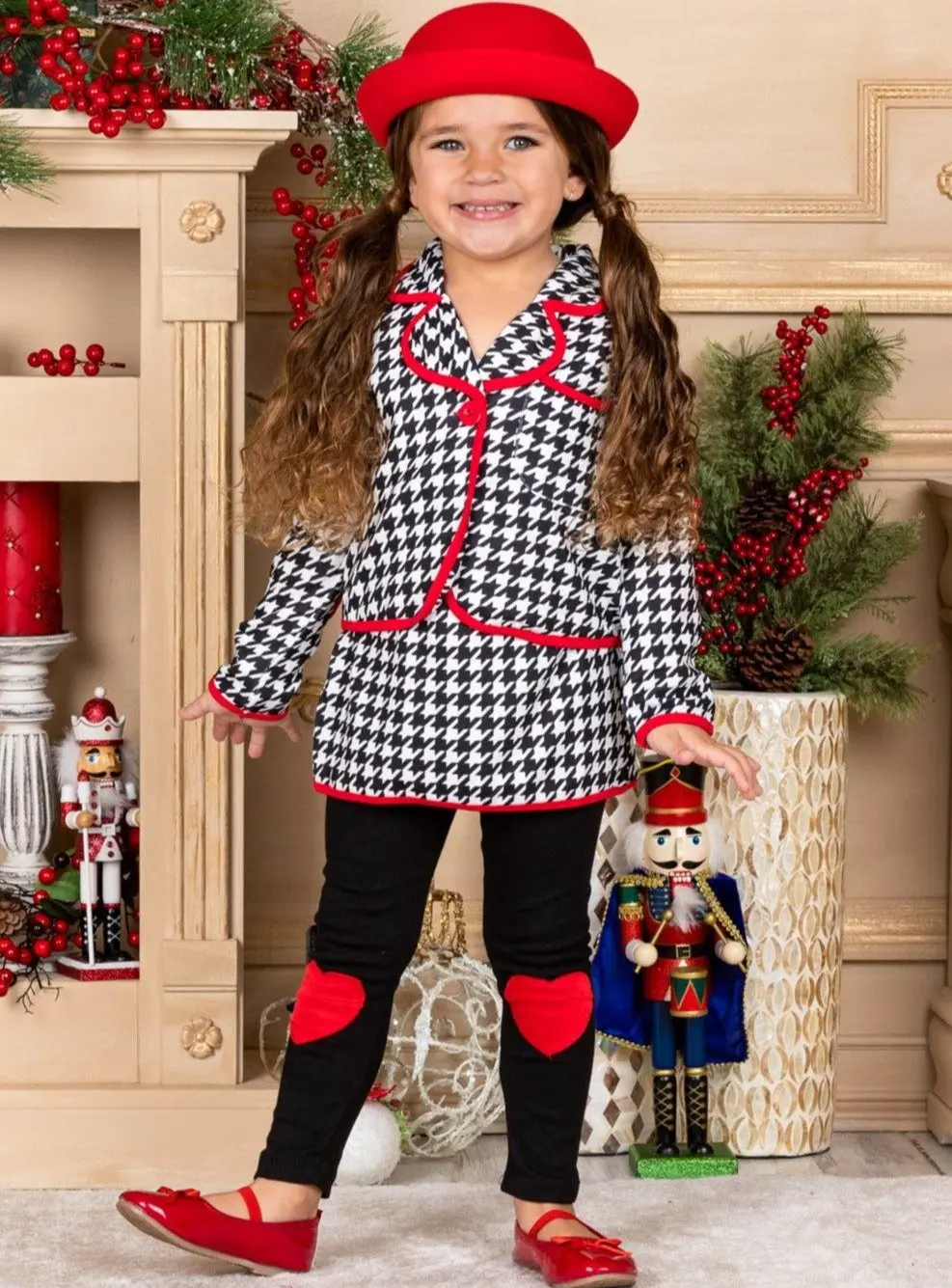 Lil Miss Houndstooth Blazer, Skirt and Legging Set - Image 3