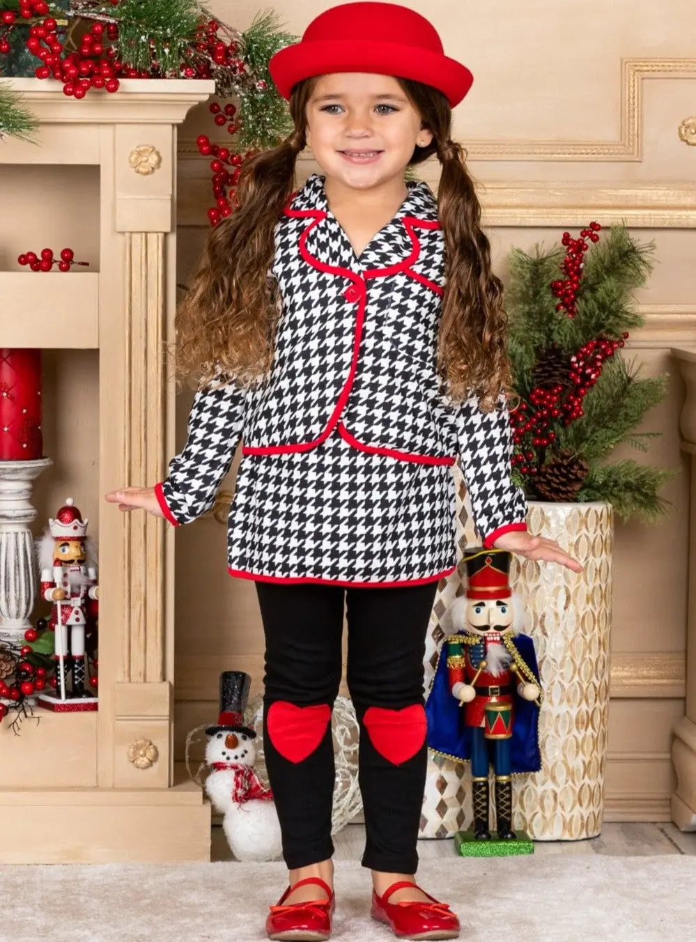 Lil Miss Houndstooth Blazer, Skirt and Legging Set - Image 4
