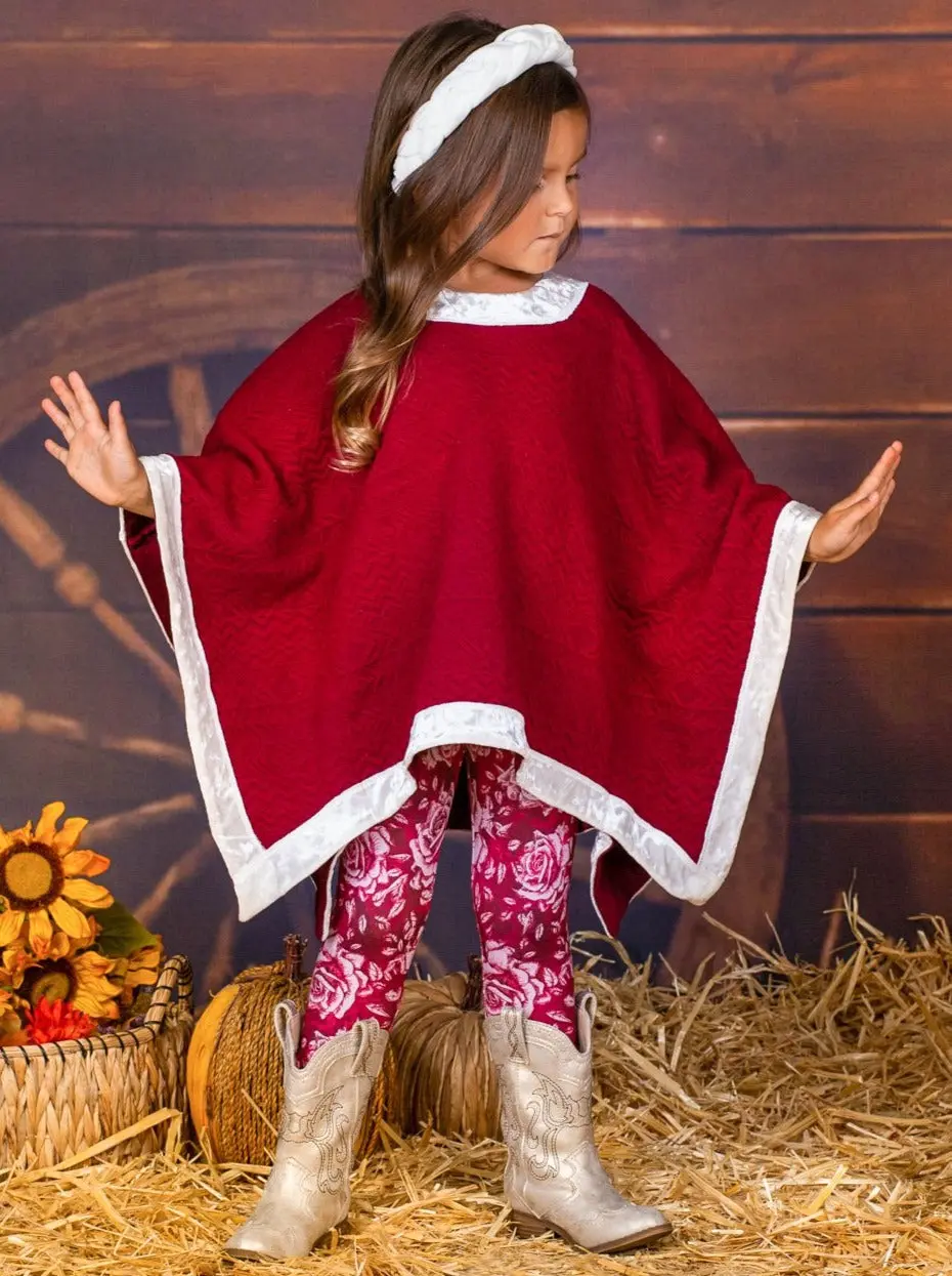 Cranberry Poncho and Rose Legging Set - Image 2