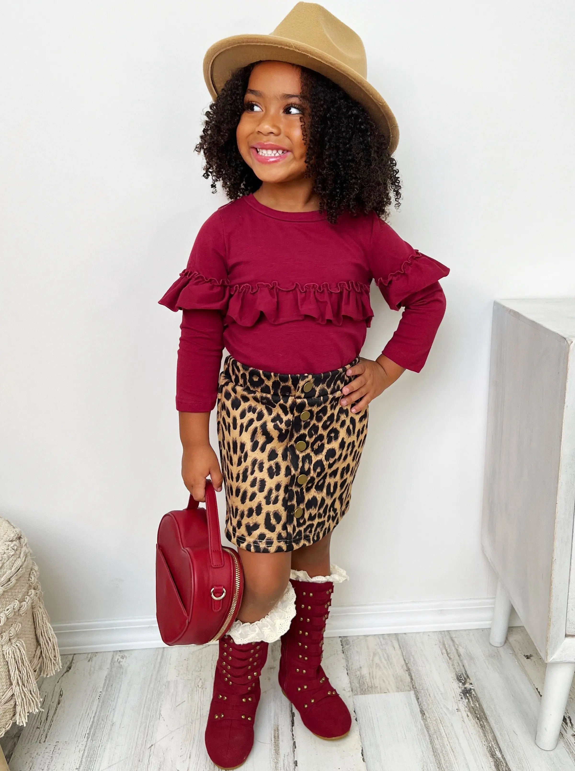 Stay Cozy Animal Print Skirt Set - Image 2