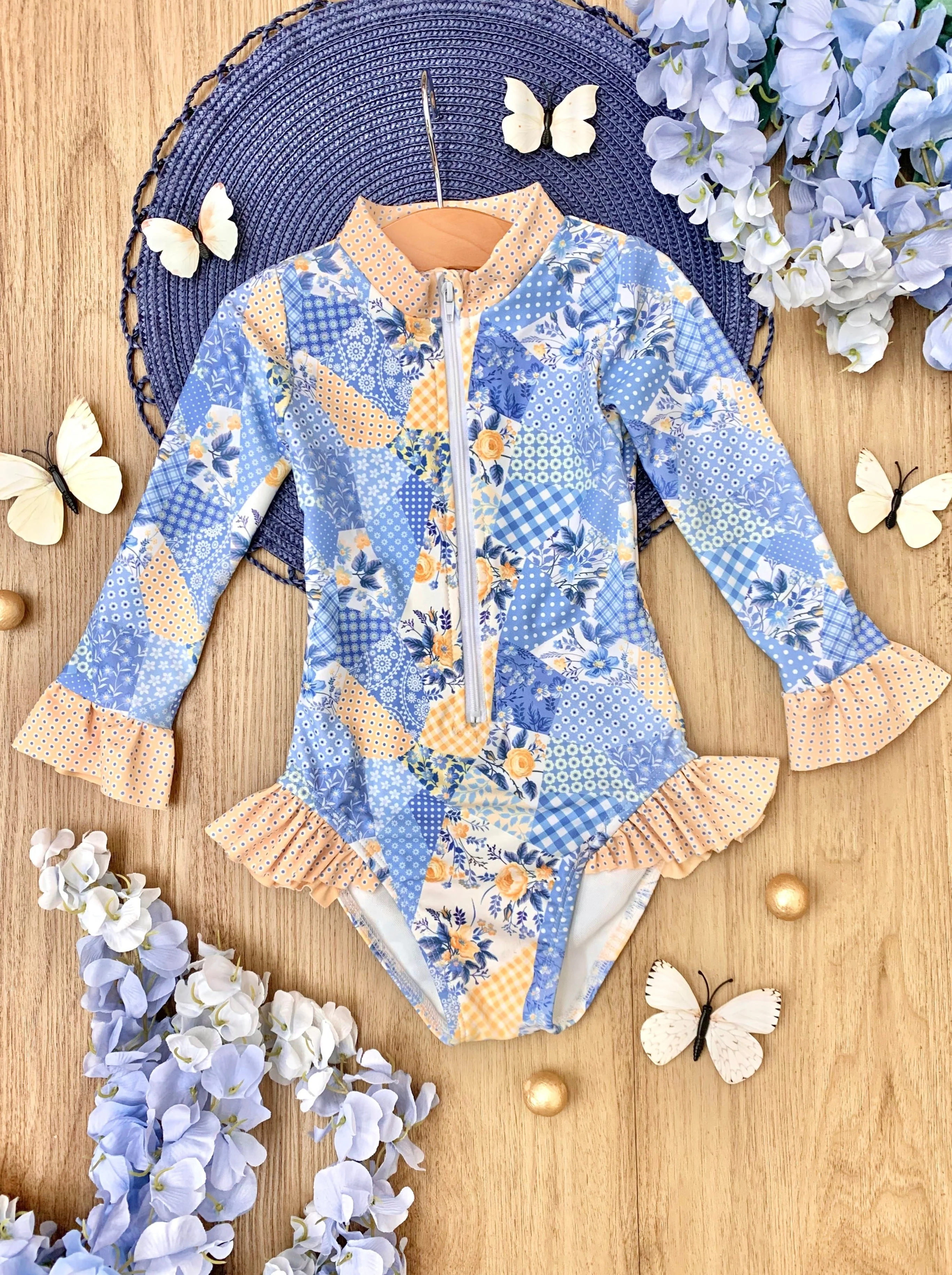 Buttercup Patchwork Rash Guard One Piece Swimsuit - Image 2