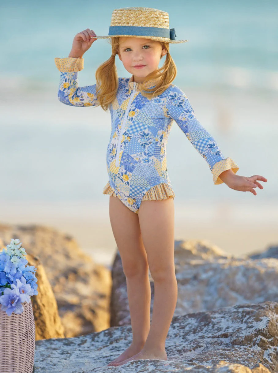 Buttercup Patchwork Rash Guard One Piece Swimsuit - Image 6