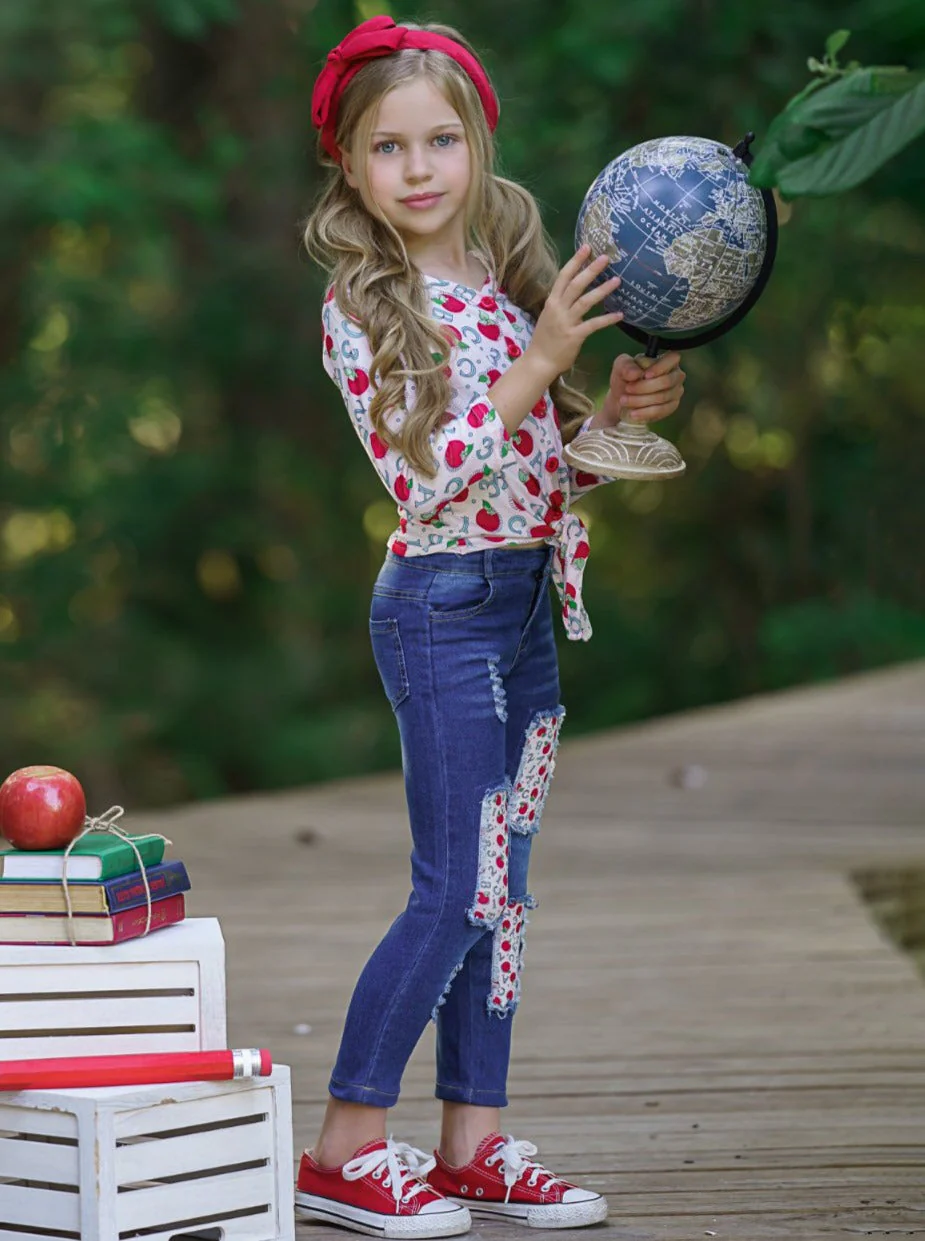 Apple Cutie Patched Jeans Set - Image 2