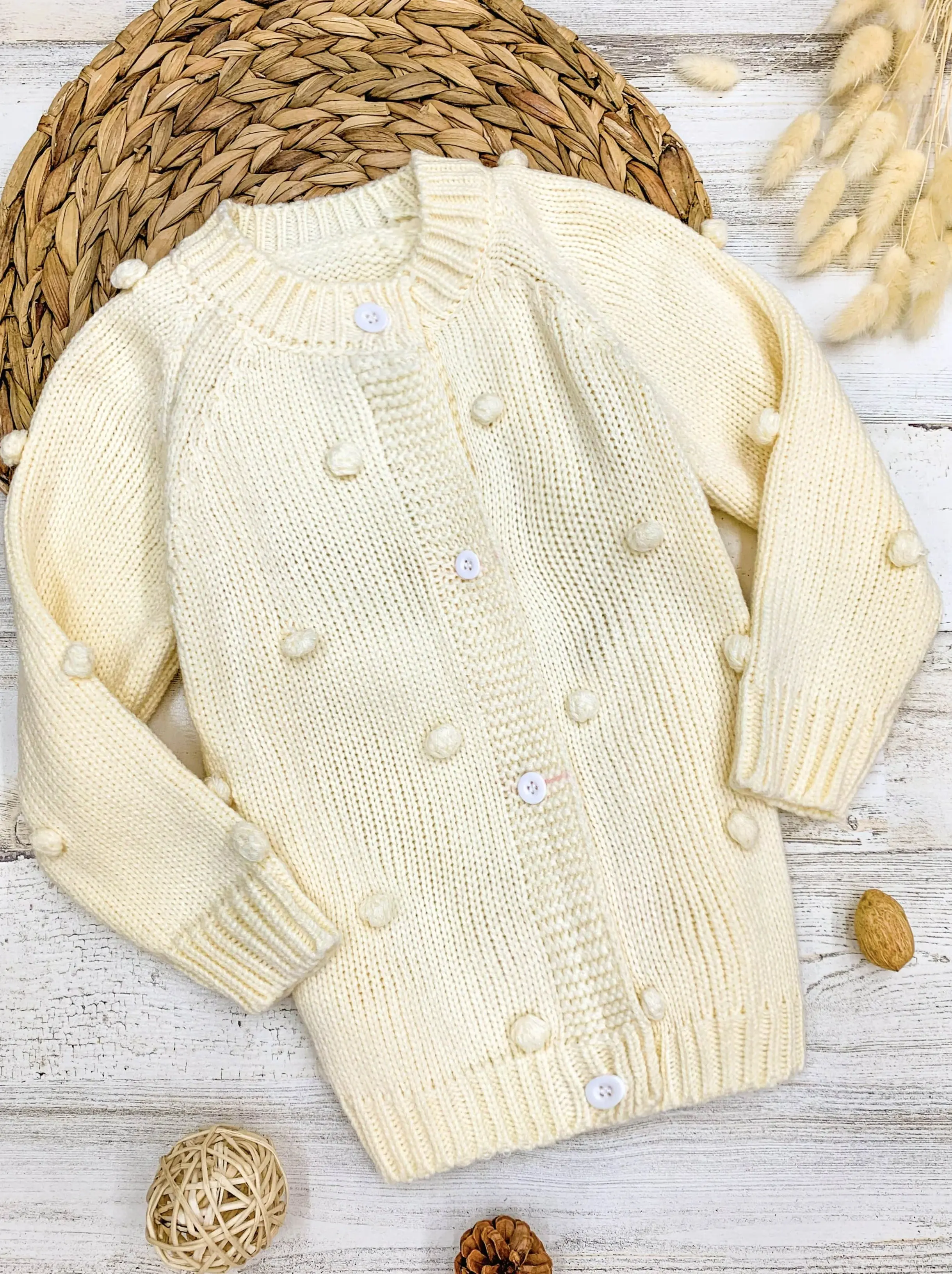 Button Up Pom Pom Cardigan - Image 4