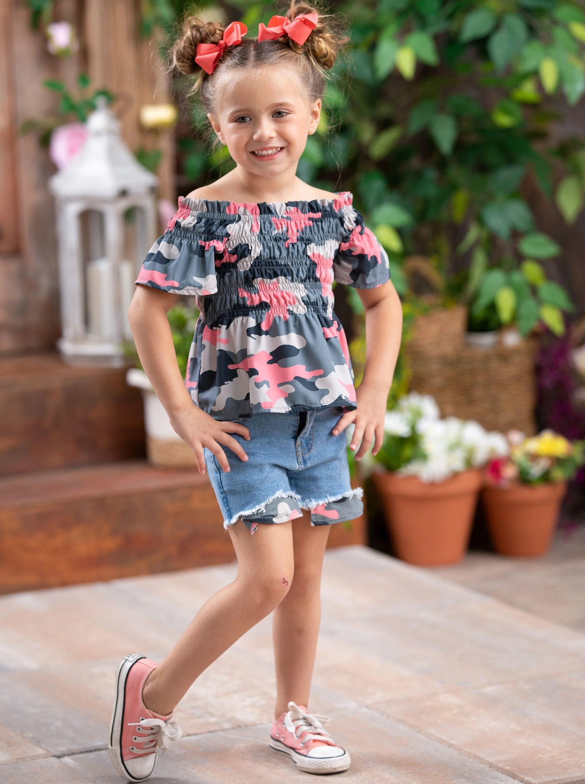 Camo Cutie Denim Shorts Set - Image 3
