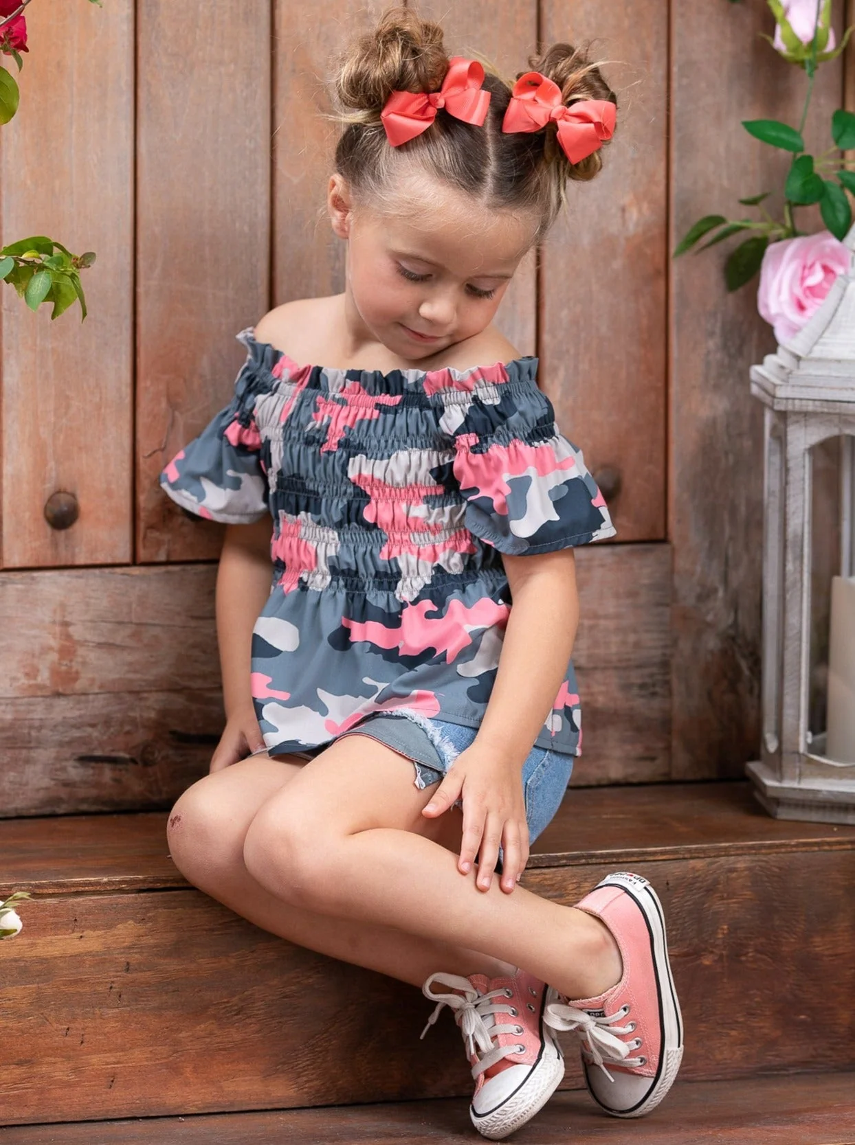 Camo Cutie Denim Shorts Set - Image 5