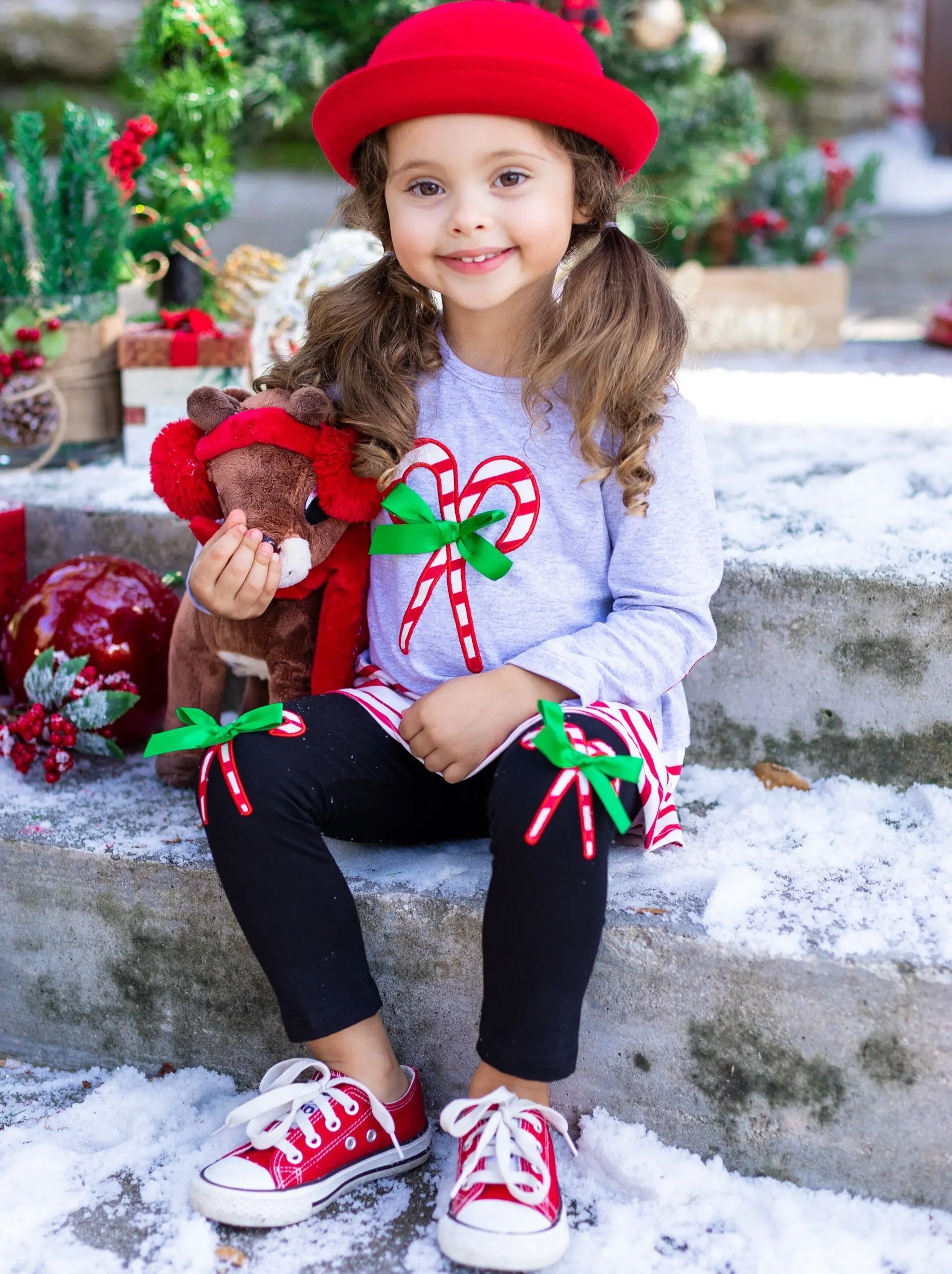 Candy Cane Chic Patched Legging Set - Image 2