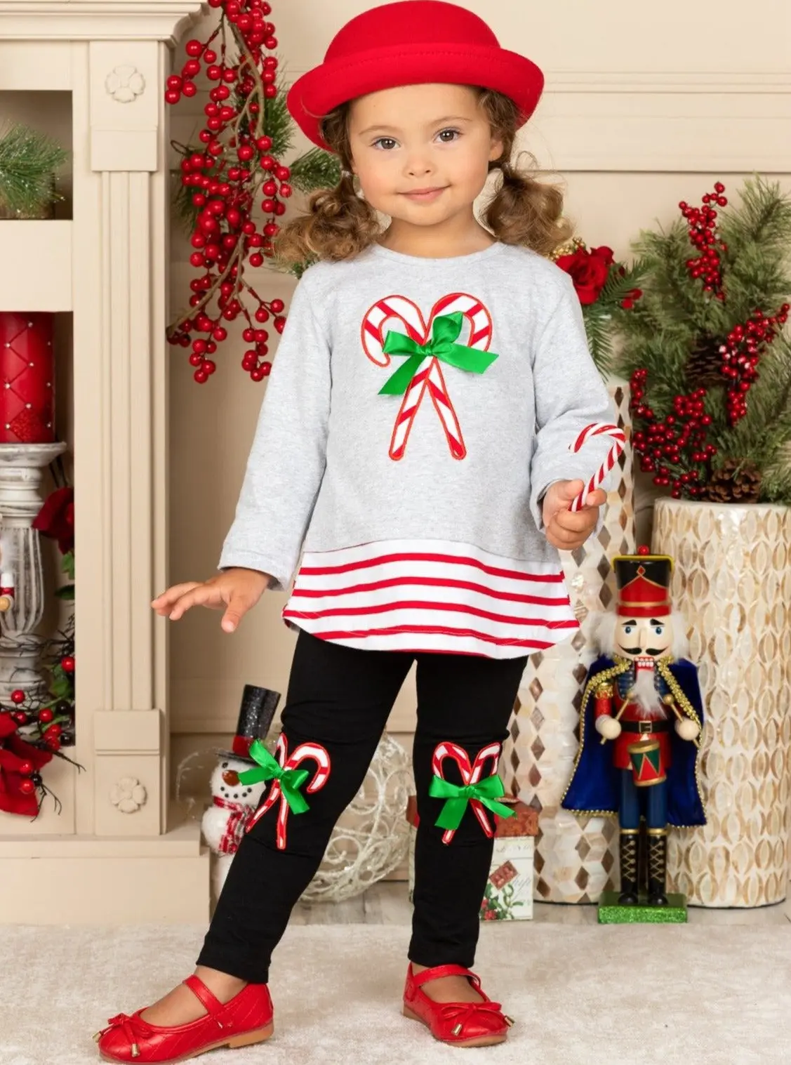 Candy Cane Chic Patched Legging Set - Image 4
