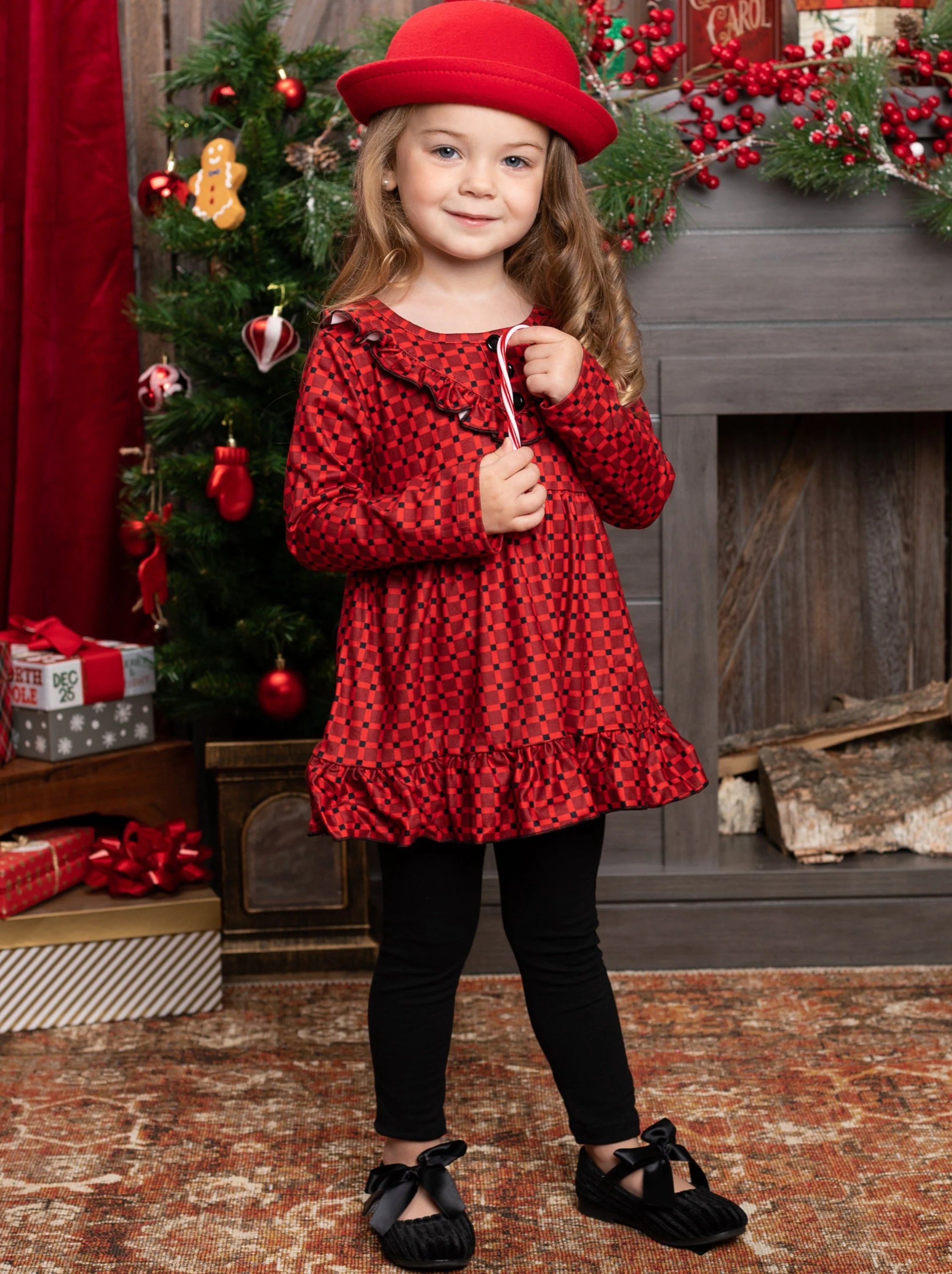 Casual Chic Plaid Tunic And Legging Set - Image 3