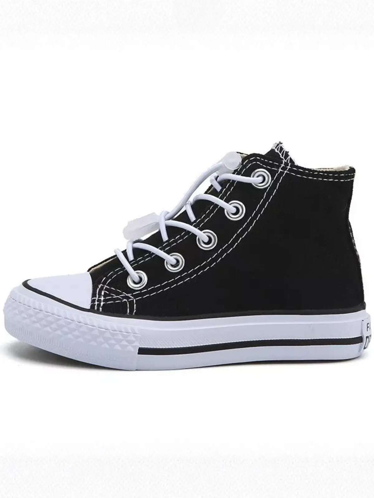 Black Casual High Top Canvas Sneakers By Liv and Mia - Image 4