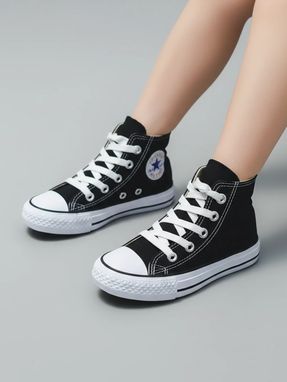 Black Casual High Top Canvas Sneakers By Liv and Mia - Image 5