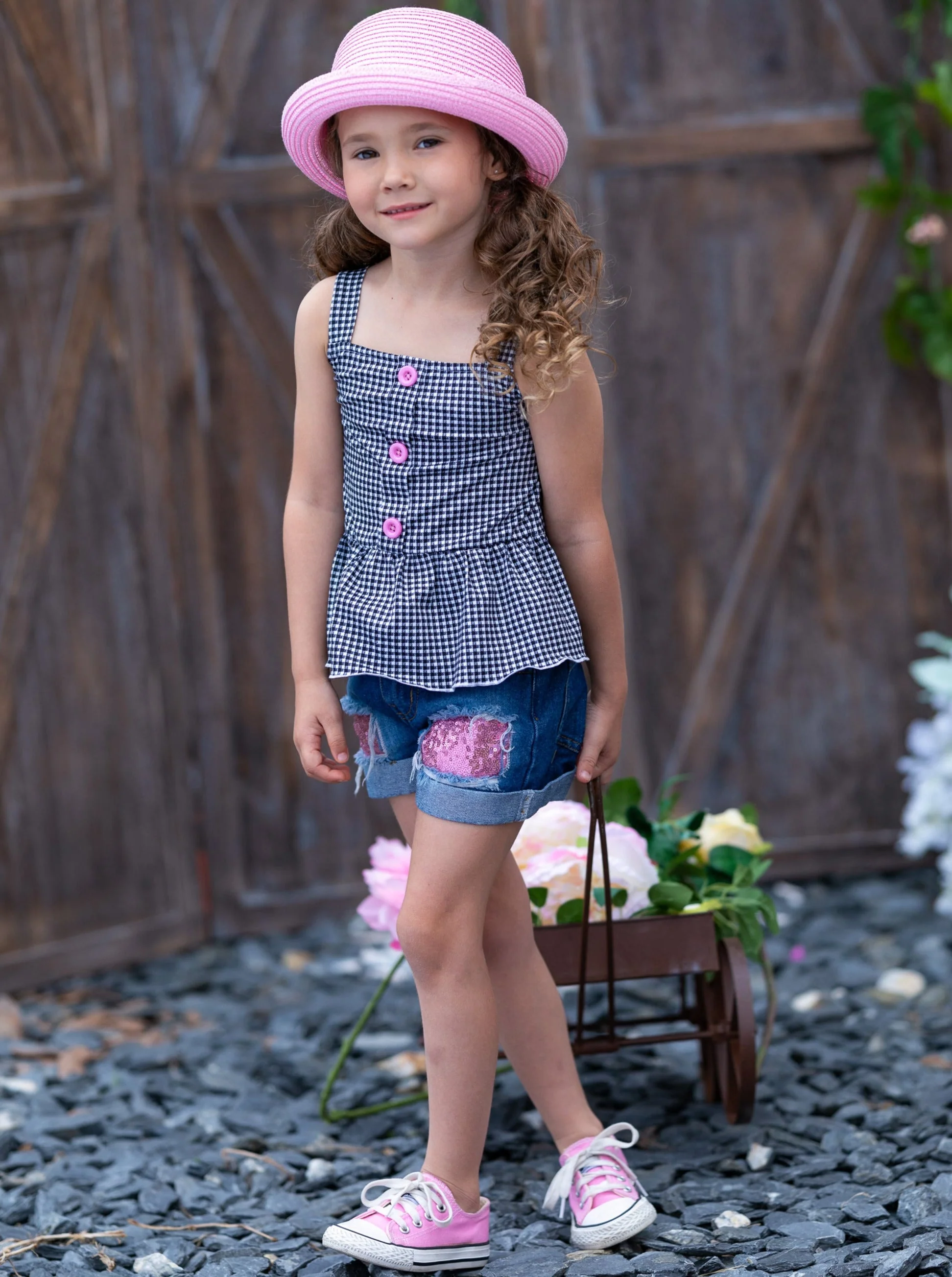 Precious Moments Patched Denim Shorts Set - Image 2