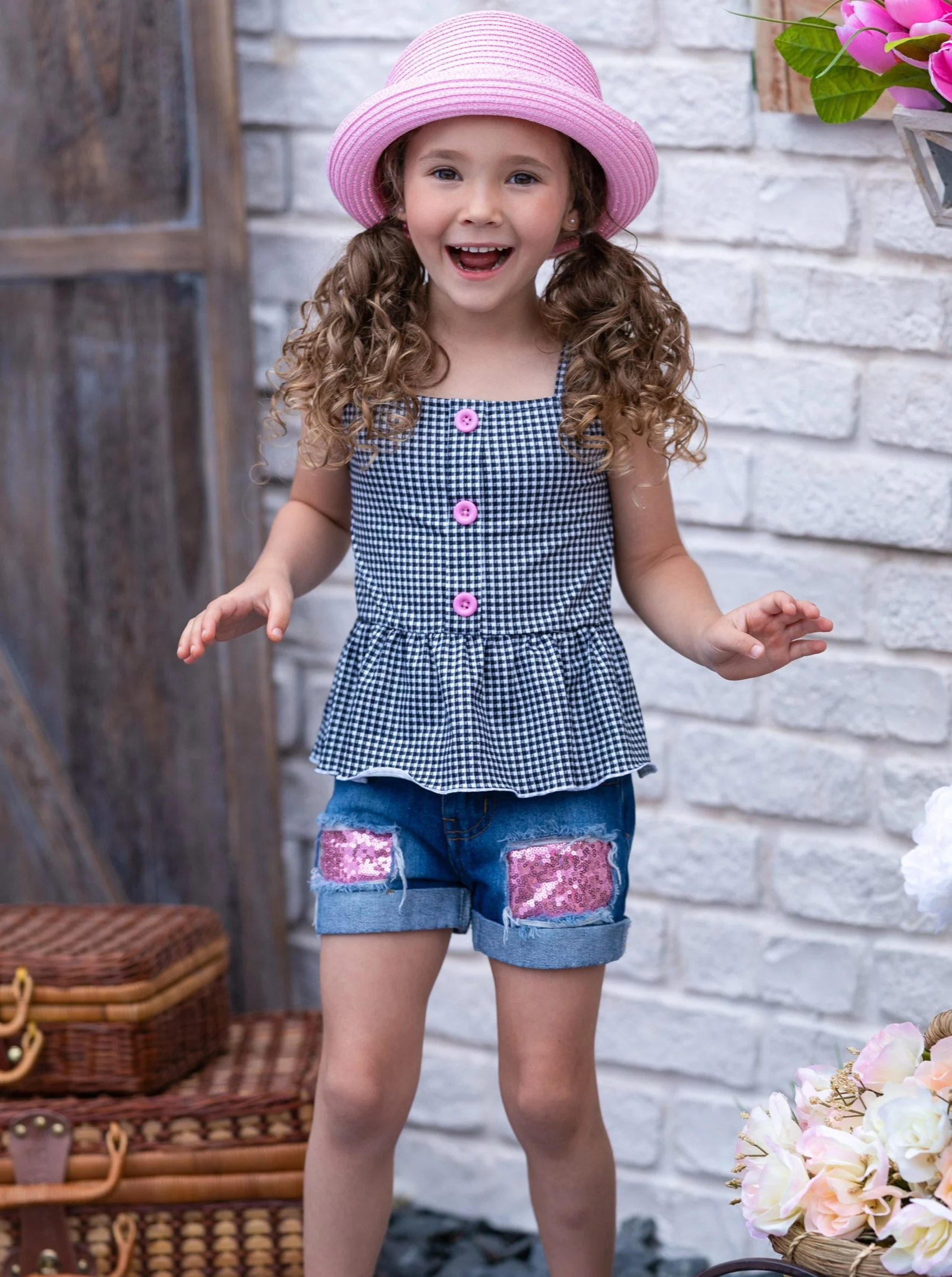 Precious Moments Patched Denim Shorts Set - Image 4
