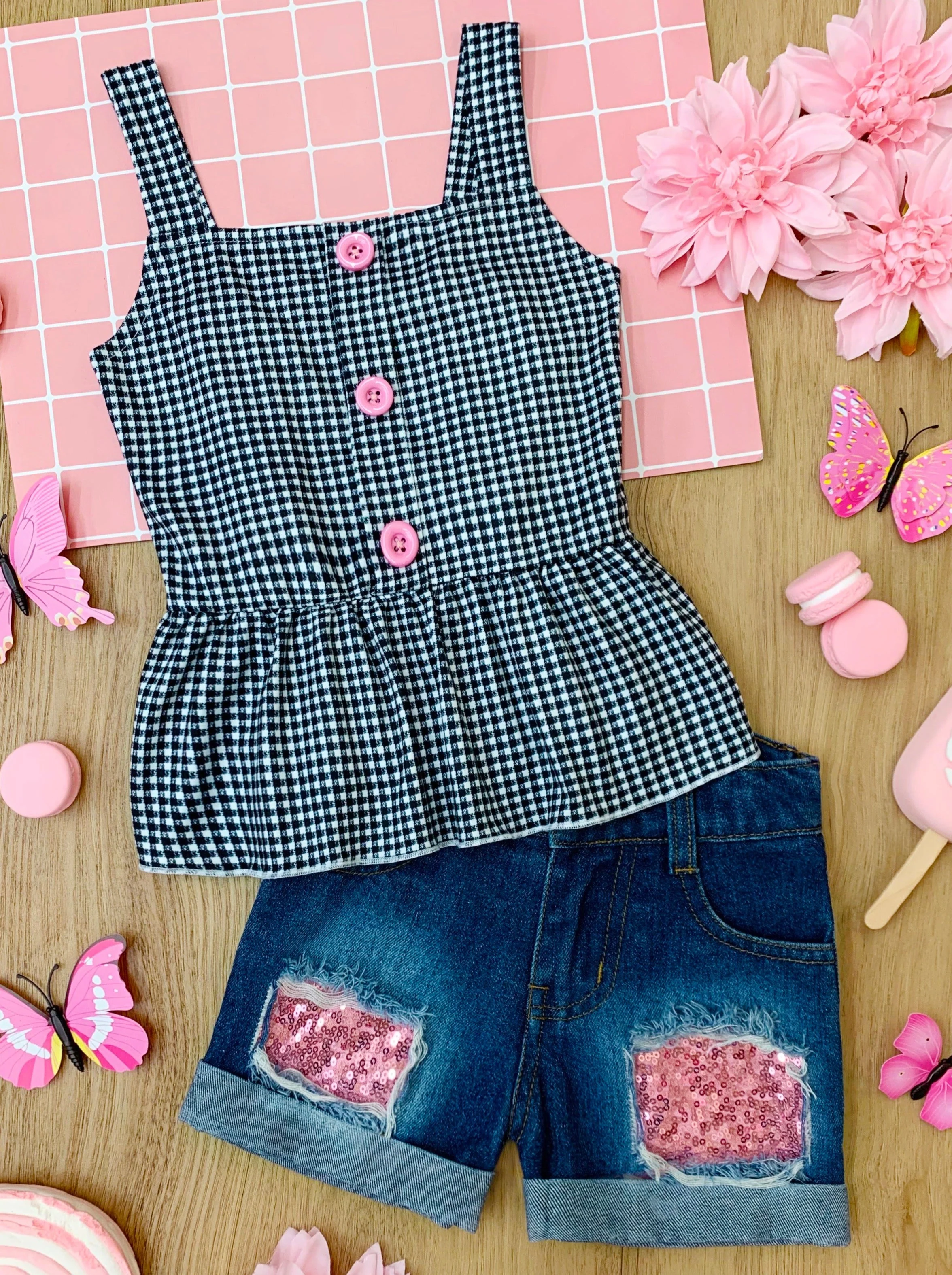 Precious Moments Patched Denim Shorts Set - Image 5