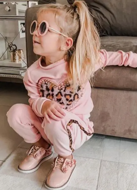 Leopard and Pearls Sweatshirt and Jogger Set - Image 2