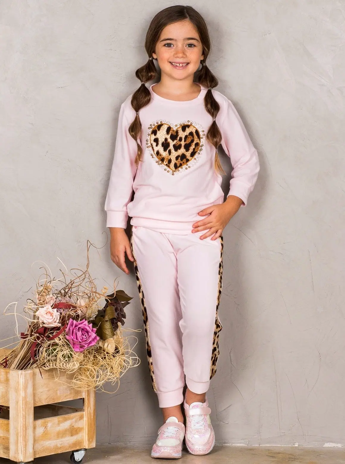 Leopard and Pearls Sweatshirt and Jogger Set - Image 4