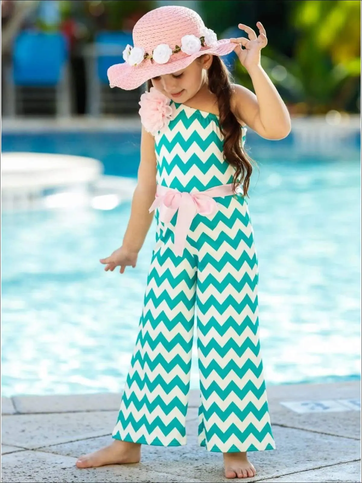 Gia Bella Chevron Off Shoulder Jumpsuit - Image 4
