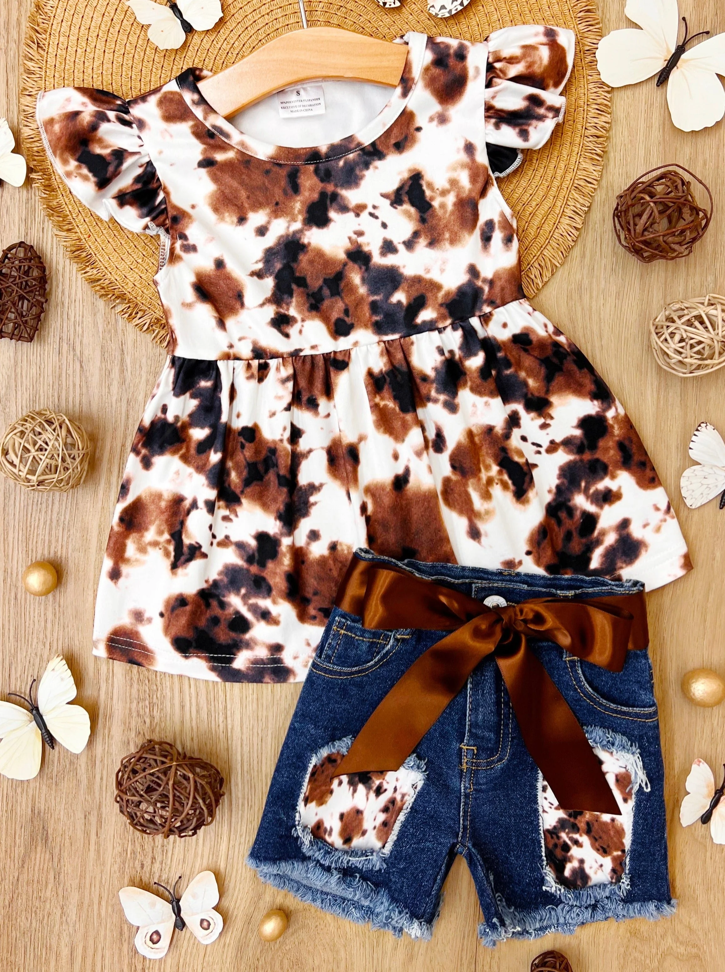 Cowgirl Chic Patched Denim Shorts Set - Image 2