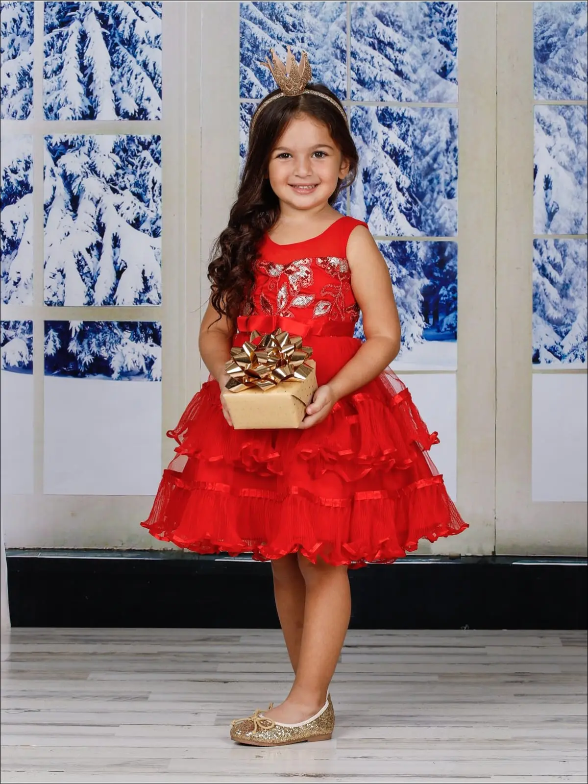 'Twas The Night Sparkle Chiffon Tiered Holiday Dress - Image 12