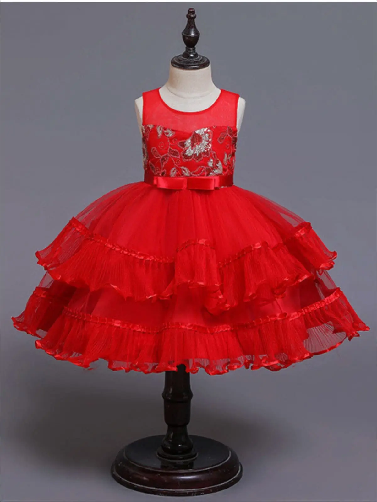 'Twas The Night Sparkle Chiffon Tiered Holiday Dress - Image 5