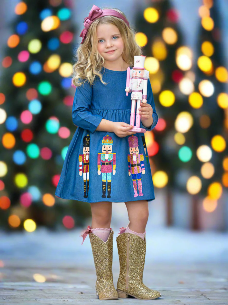 Enchanting Nutcracker Glitter Chambray Dress - Image 2