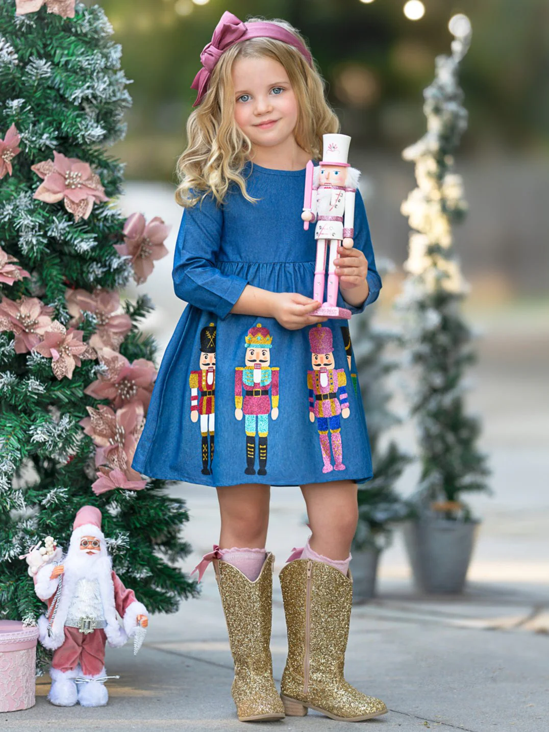 Enchanting Nutcracker Glitter Chambray Dress - Image 3