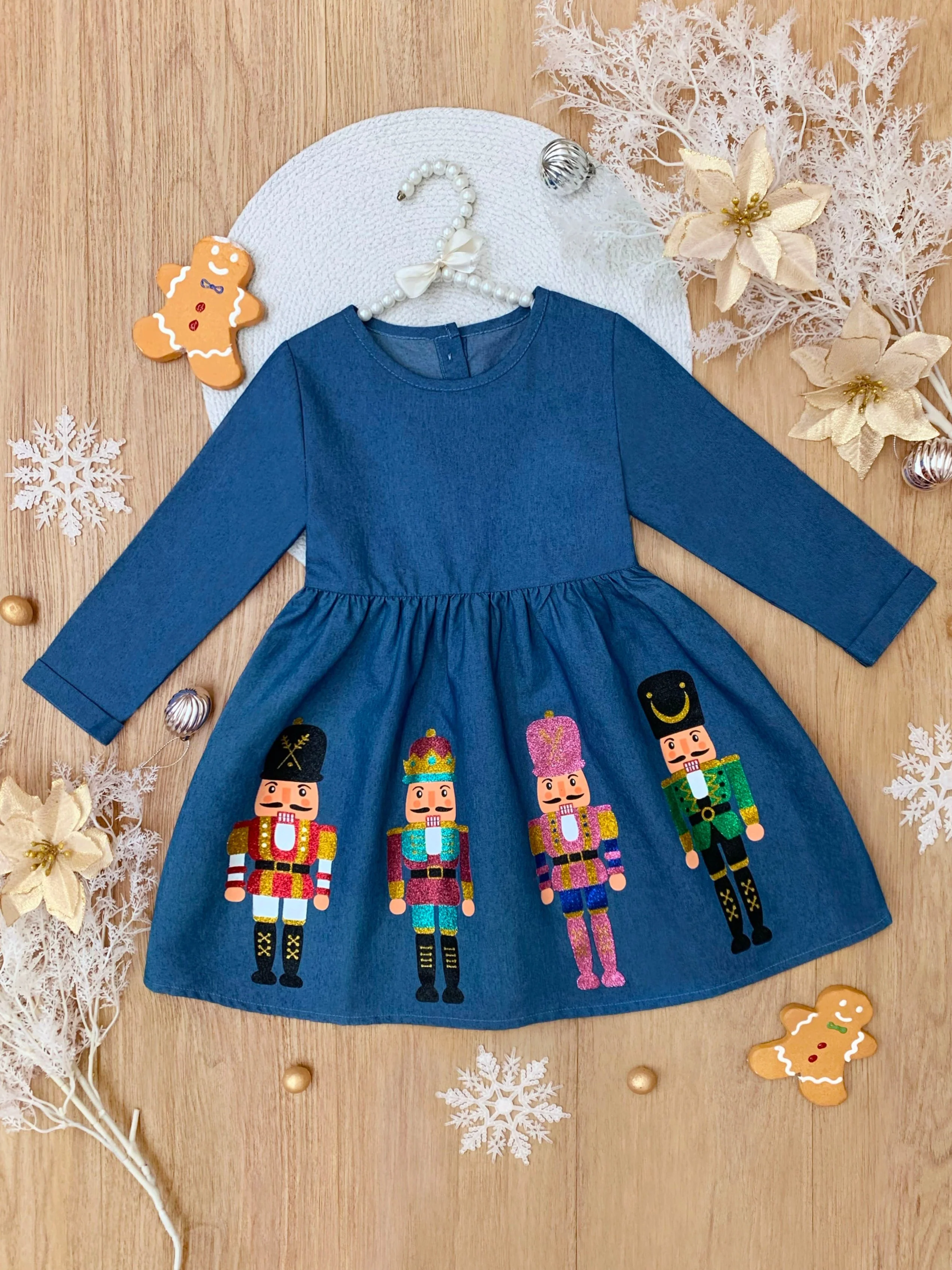 Enchanting Nutcracker Glitter Chambray Dress - Image 6