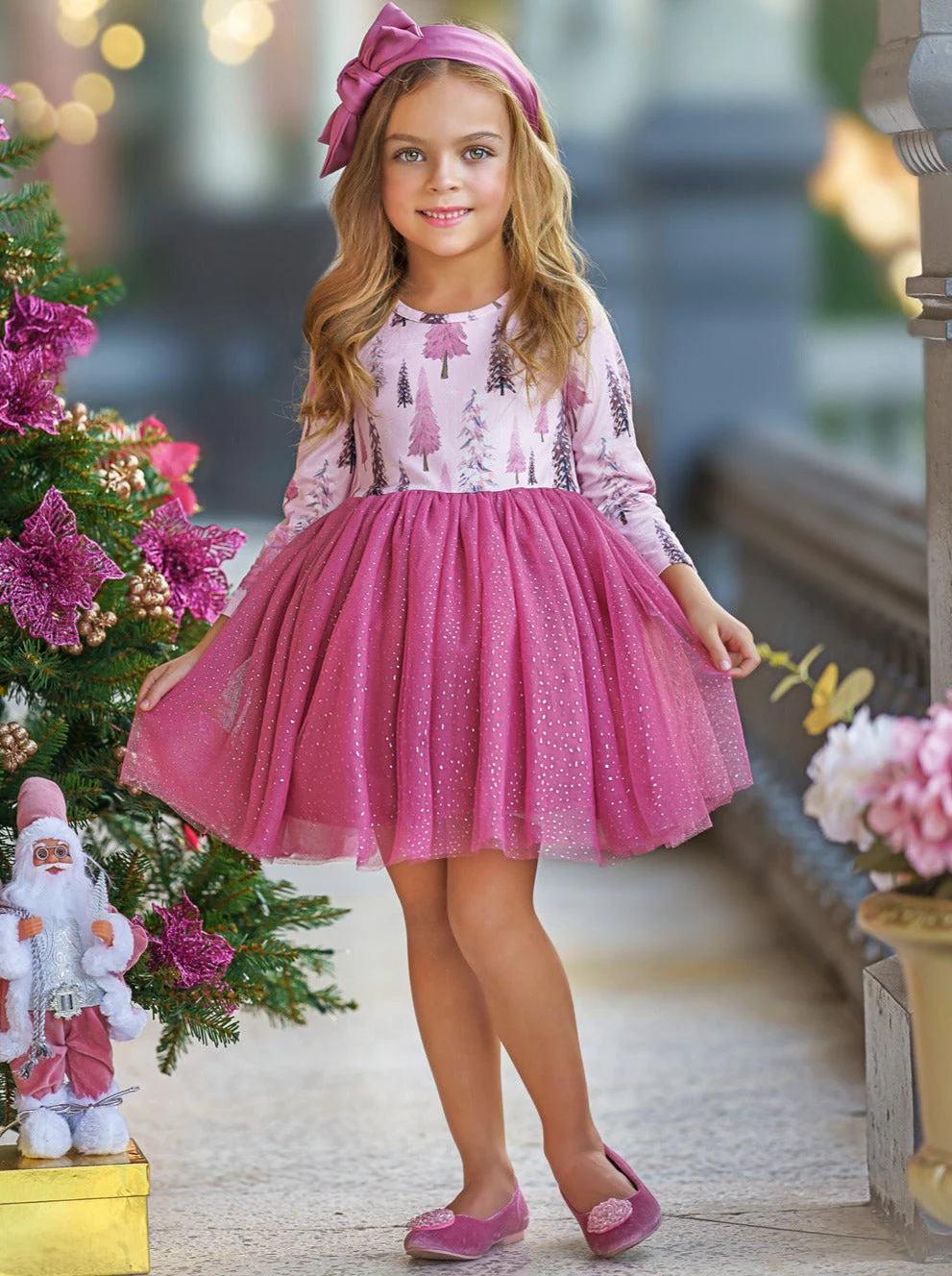Winter Blush Tree Print Tulle Tutu Dress - Image 3