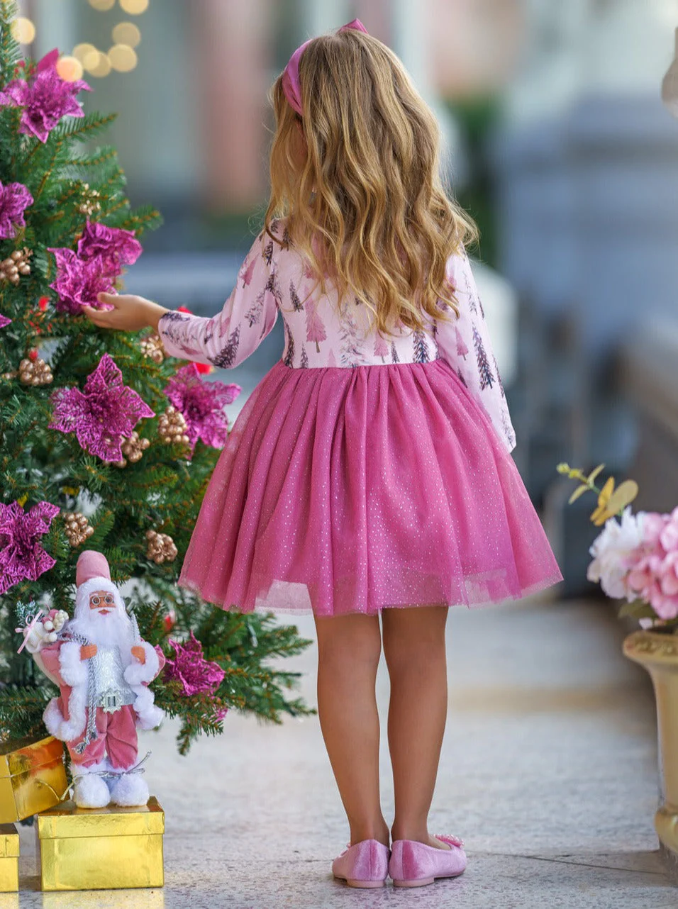 Winter Blush Tree Print Tulle Tutu Dress - Image 5