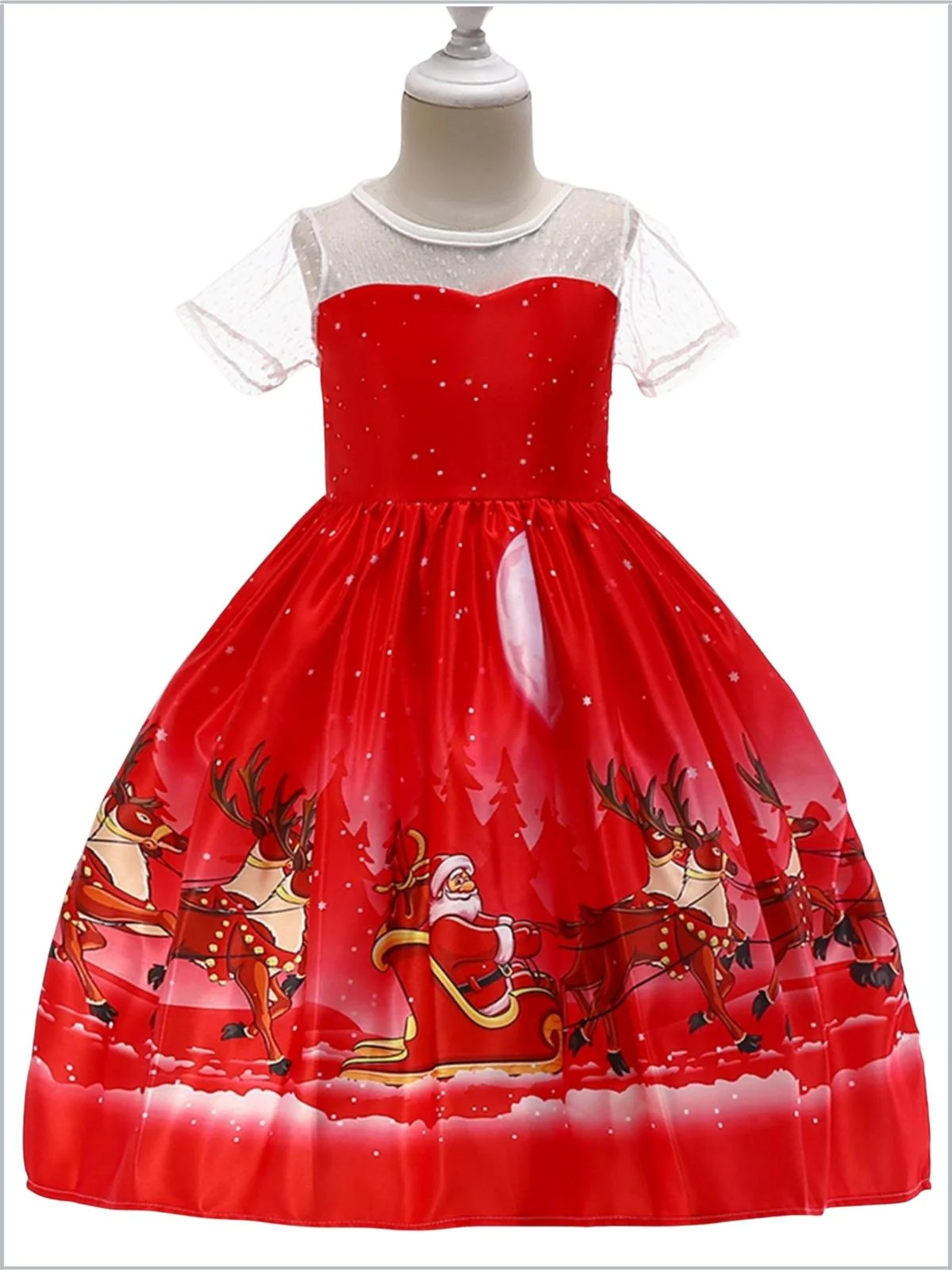 Ho-Ho-Ho Sheer Sleeve Holiday Scene Dress - Image 3