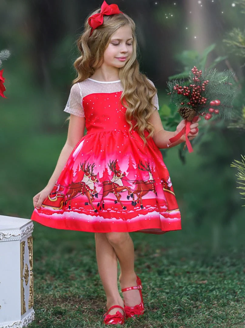 Ho-Ho-Ho Sheer Sleeve Holiday Scene Dress - Image 6